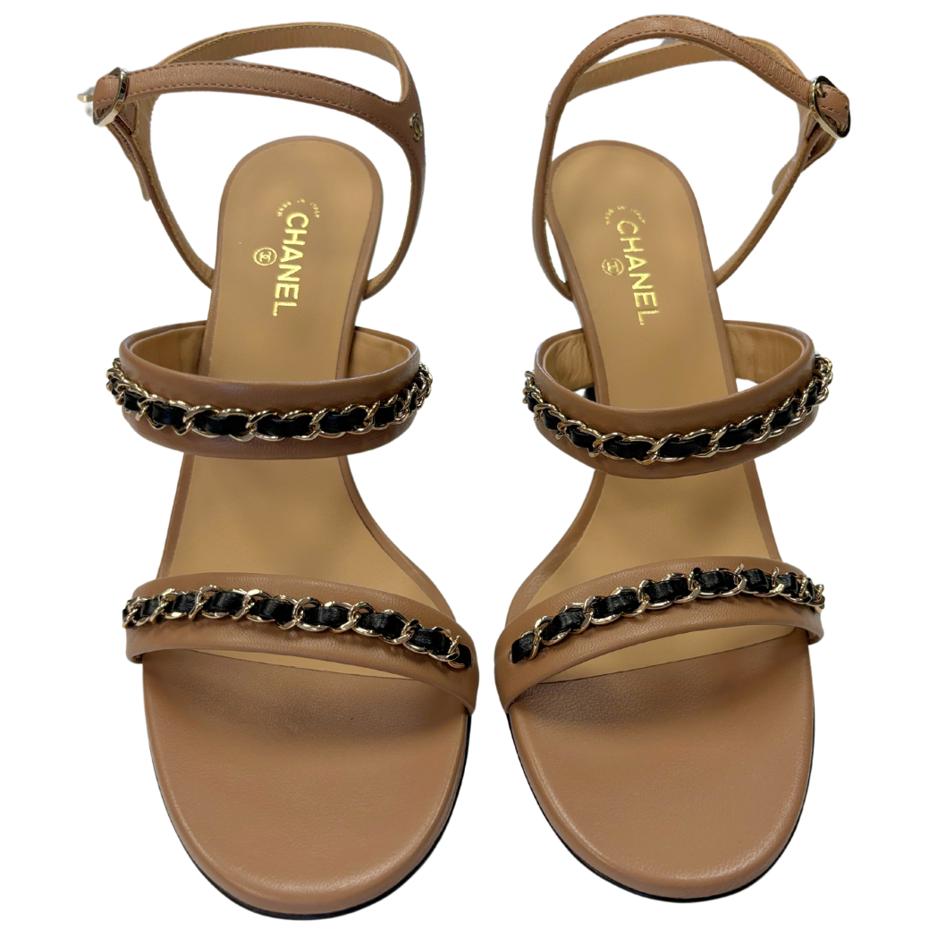 Chanel Leather Chain Strap Sandals