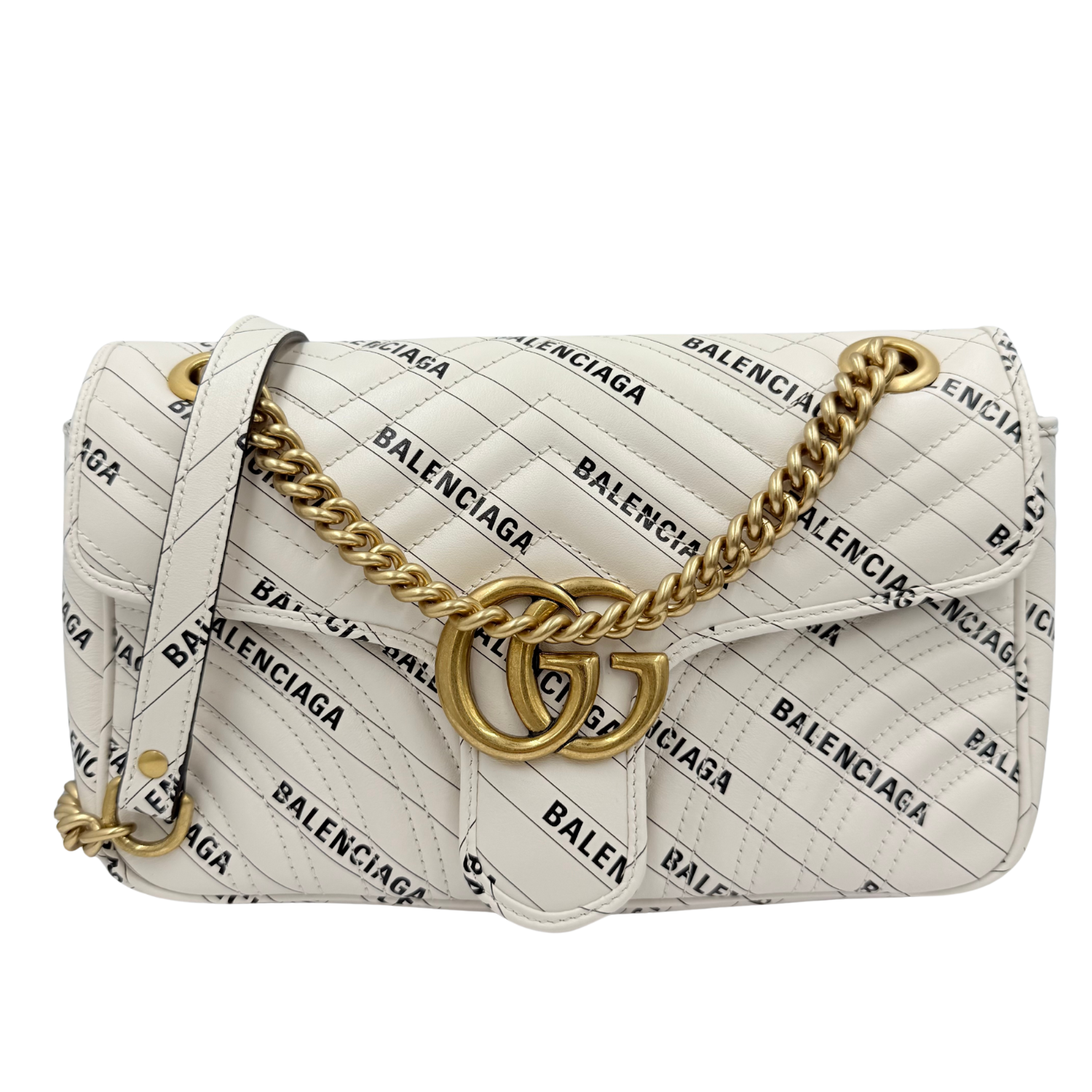 Gucci x Balenciaga Small The Hacker Project GG Marmont Bag White