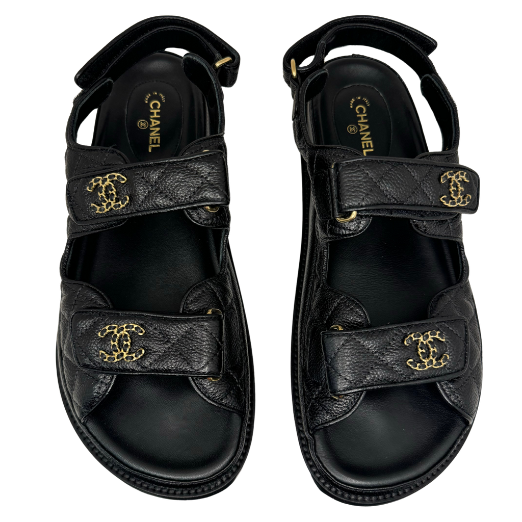 靴 CTHY CROSS LETHER DAD SANDALS Chanel Leather Dad Sandals