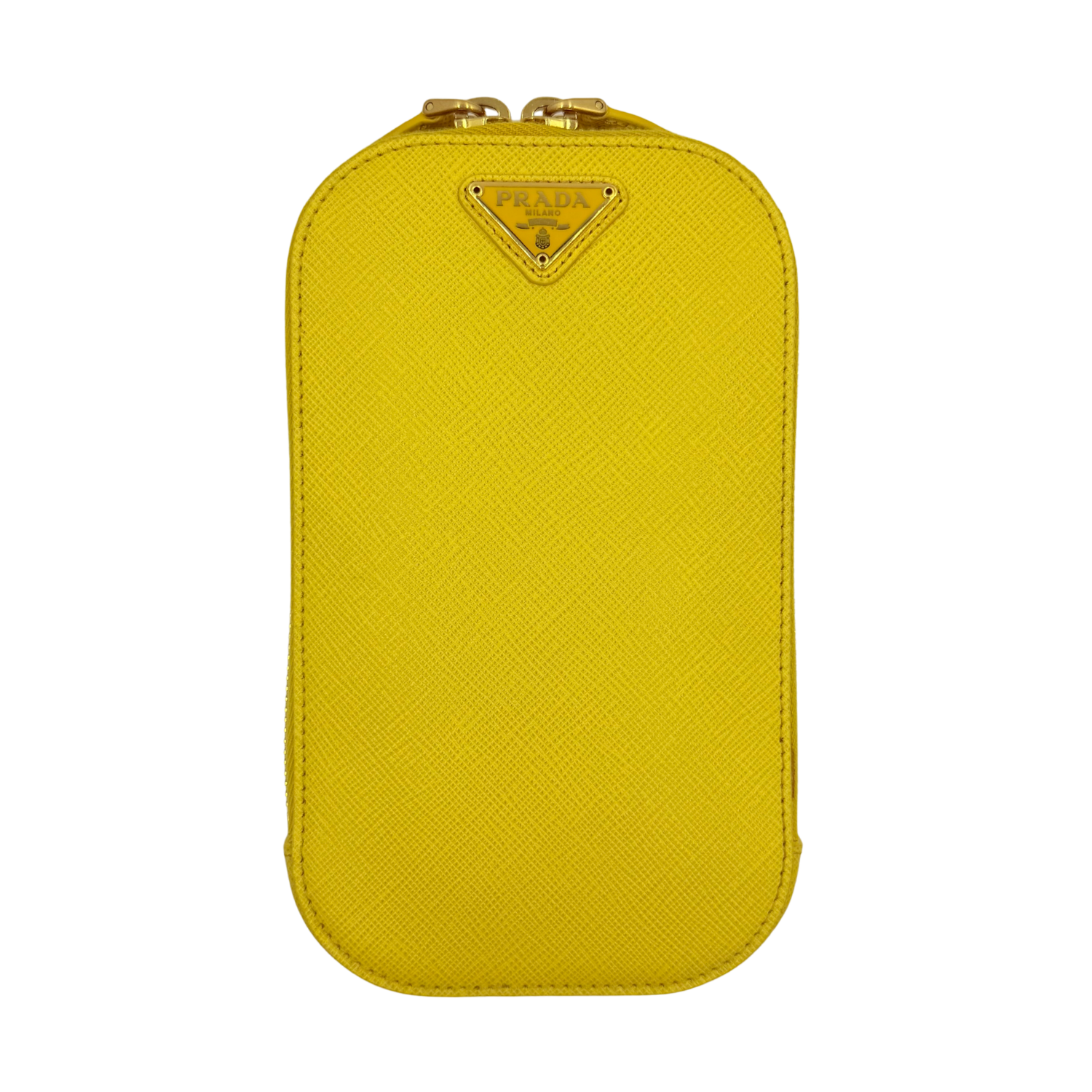 Saffiano Leather Phone Crossbody Bag Yellow