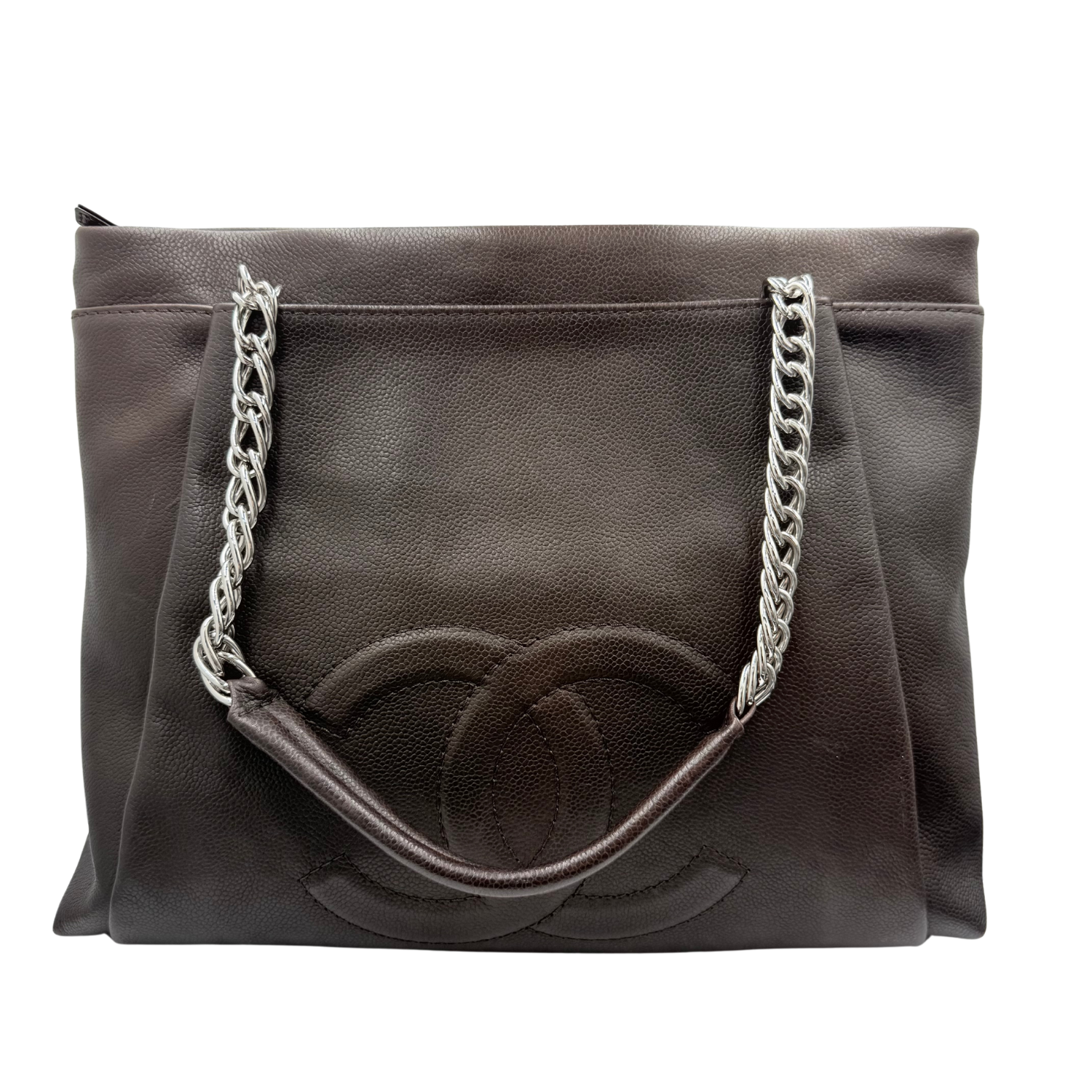 Chanel Medium CC Caviar Tuck Tote Brown