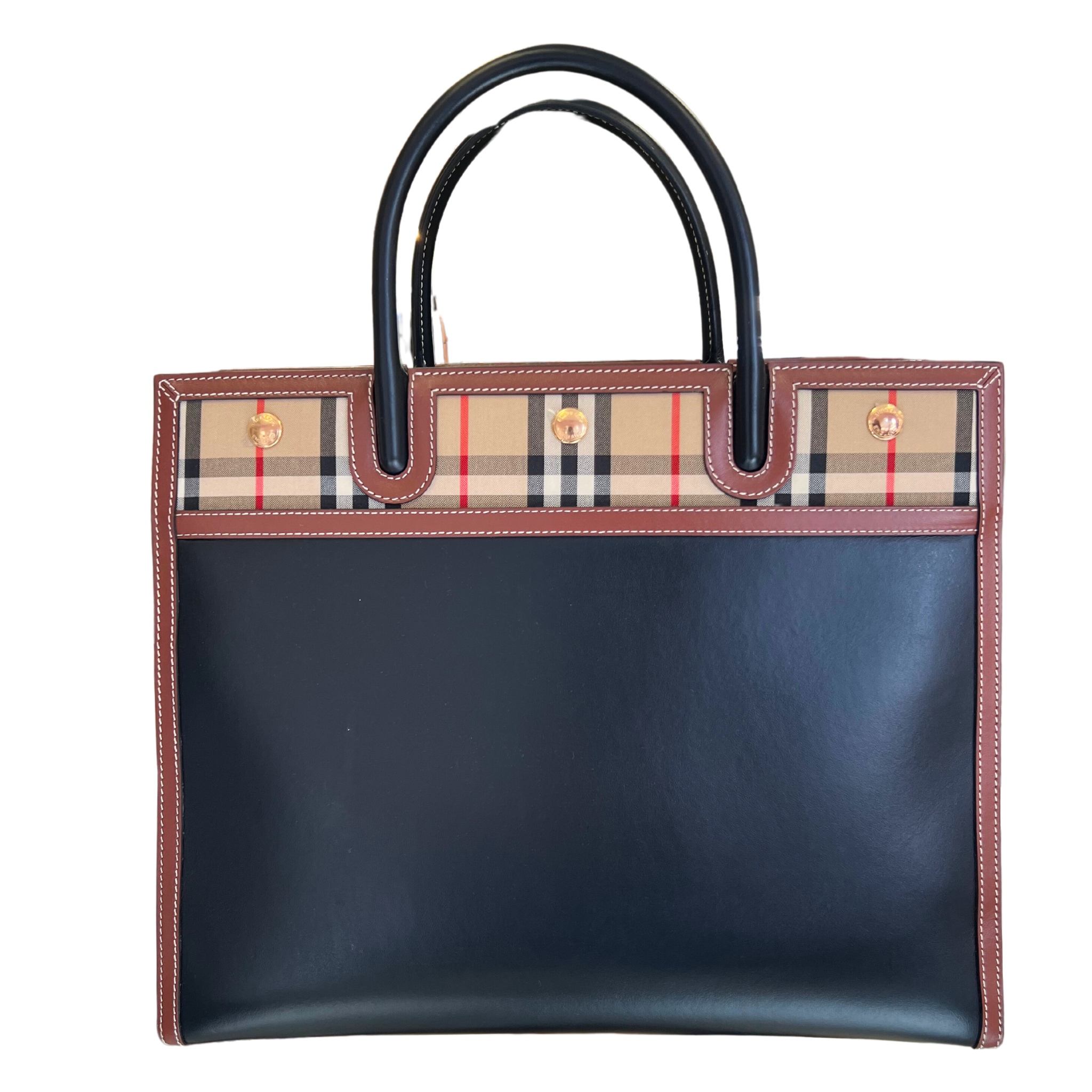 Burberry Check Title Tote Bag