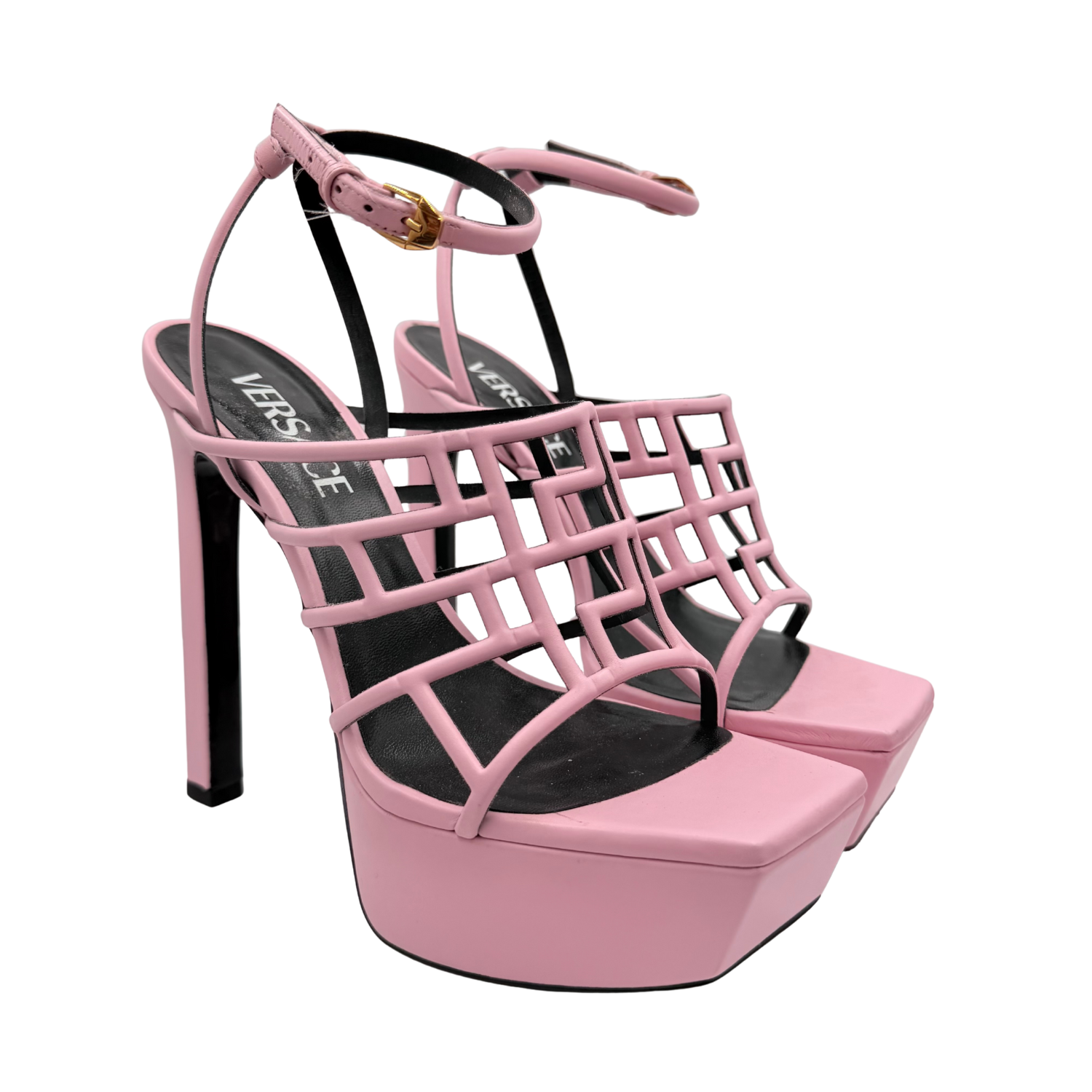 Versace Leather Platform Heels Pink
