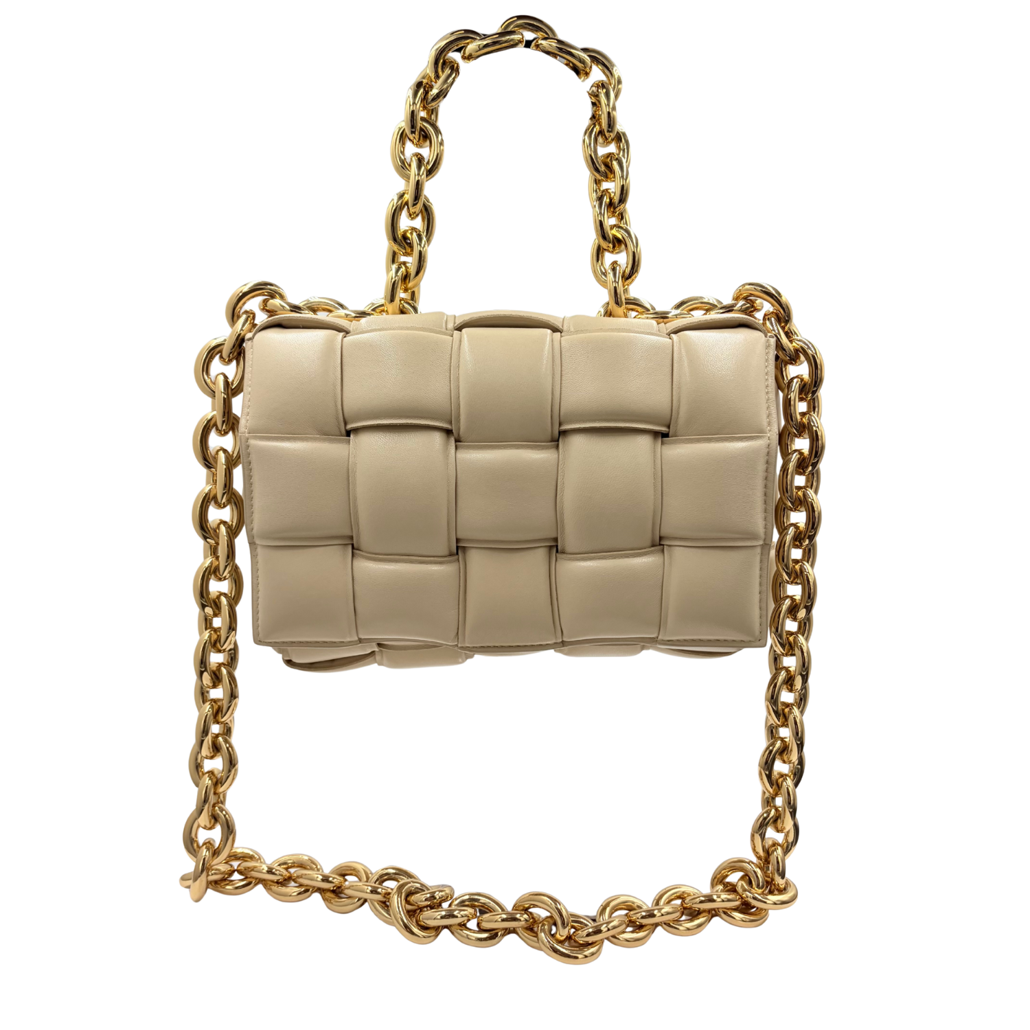 Bottega Veneta Intrecciato Chain Padded Cassette Beige