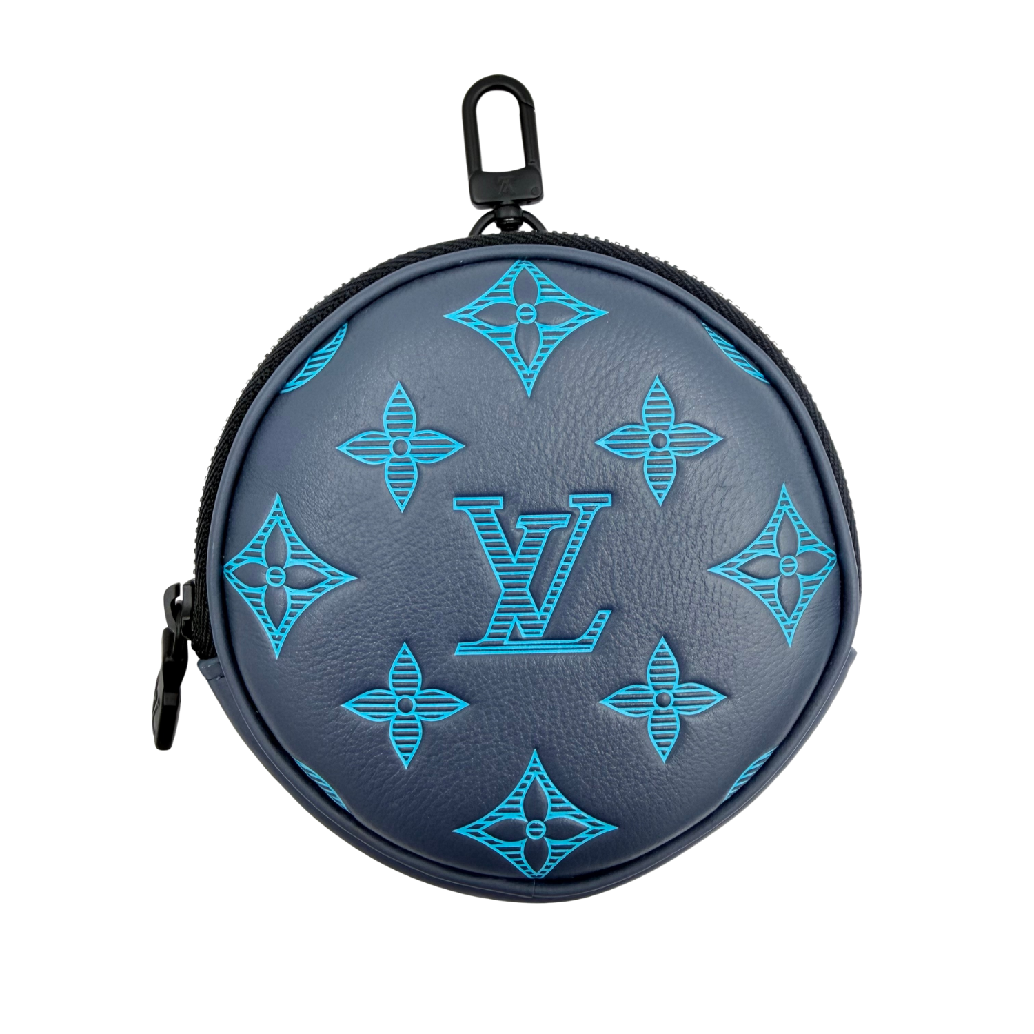 Louis Vuitton Limited Small Leather Zip Around Monogram Navy with Turquoise