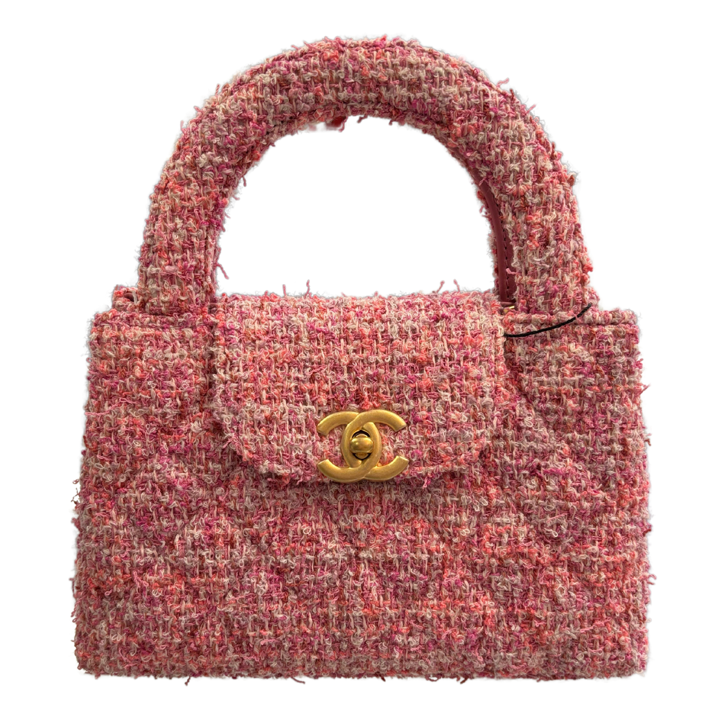 Chanel Tweed Nano Shopper Pink