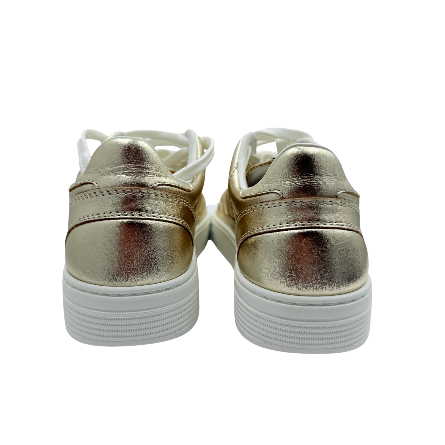 Chanel CC Laminated Calfskin Low Top Sneakers Gold