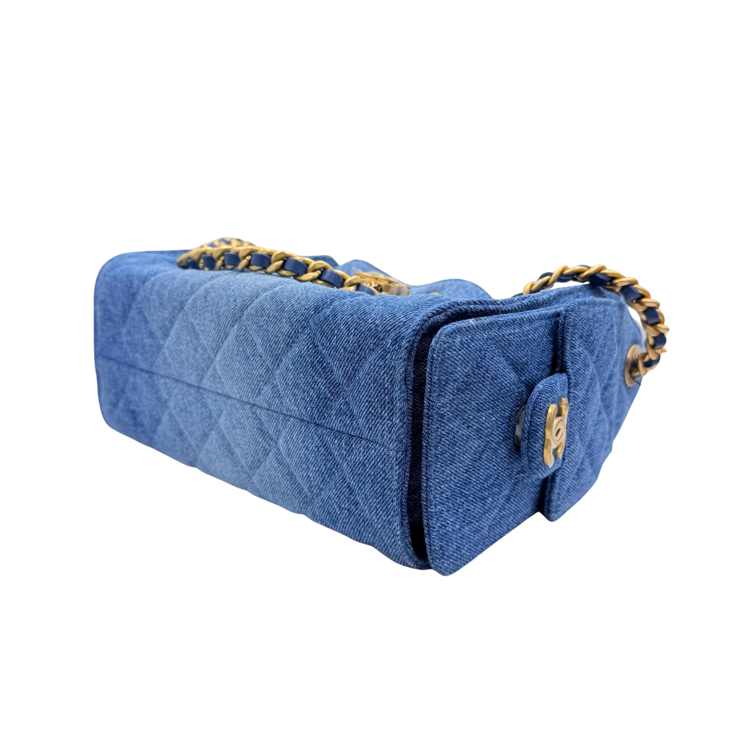 Chanel Mini Quilted Washed Denim Chanel 25 Handbag Blue