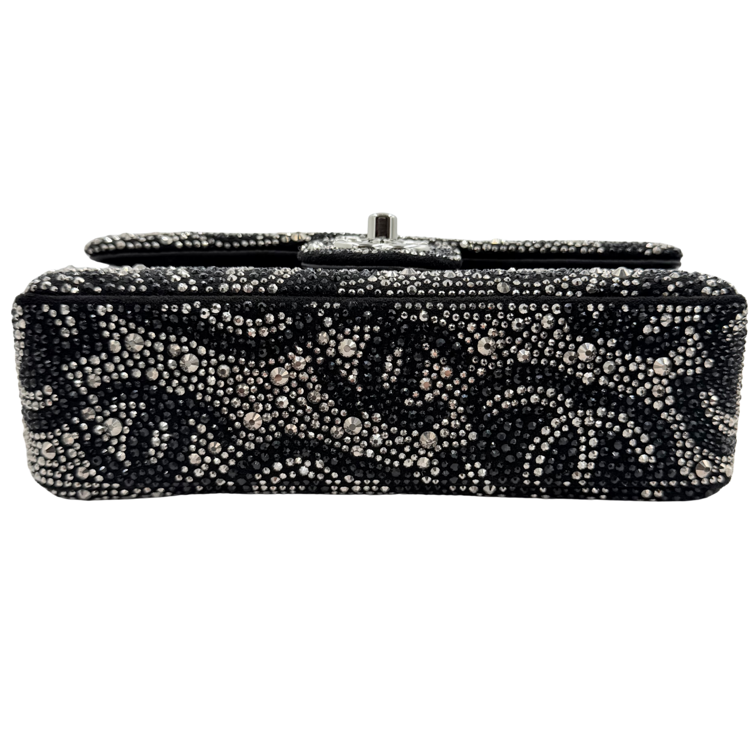 Chanel Satin Diamante CC Logo Small Flap Ruthenium Black