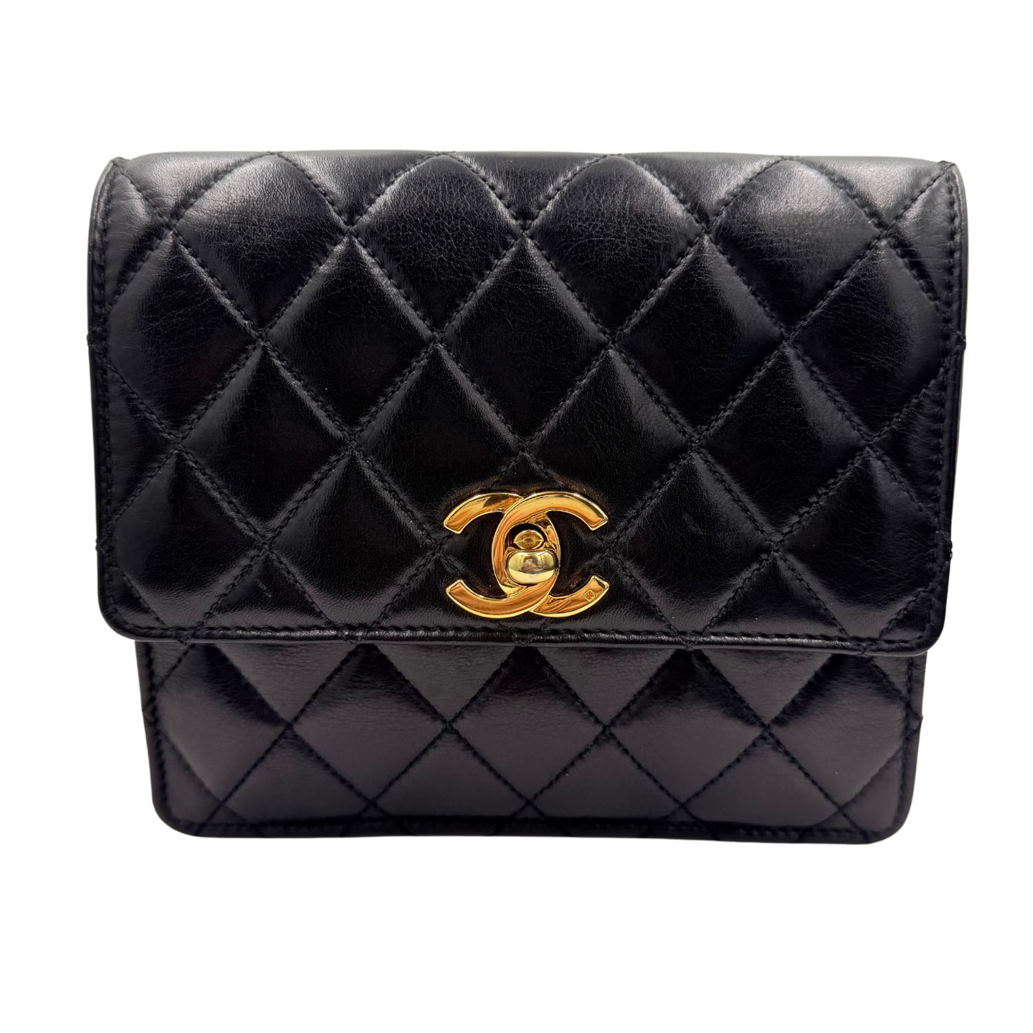 Chanel Vintage Quilted Lambskin Belt Bag Black