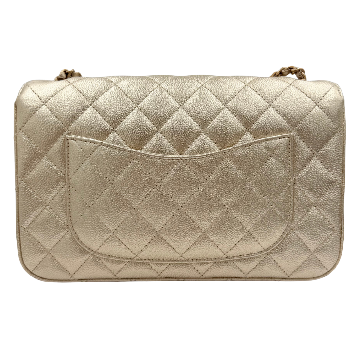 Chanel Medium Metallic Caviar Quilted CC Slide Flap Light Gold Sold Out