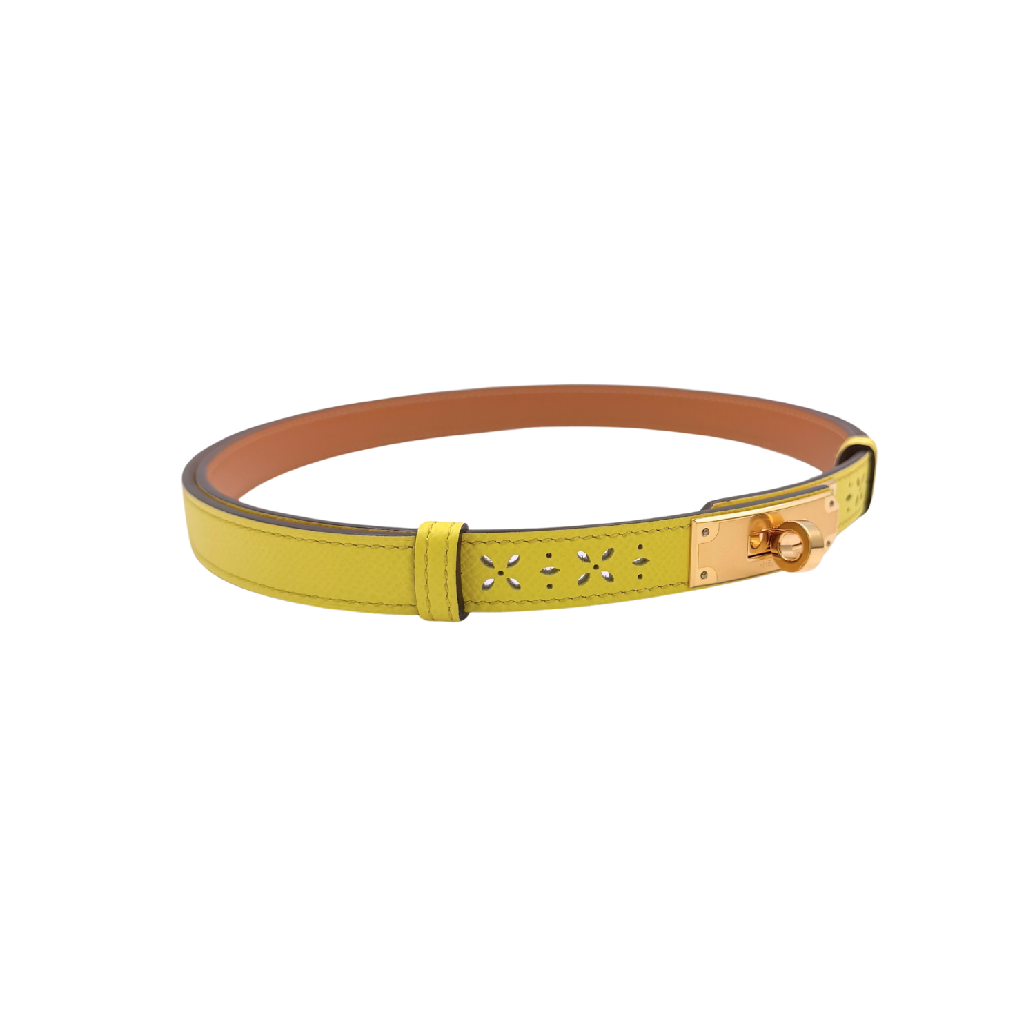 Hermès Kelly Adjustable Belt Yellow with Rose Gold Hardware