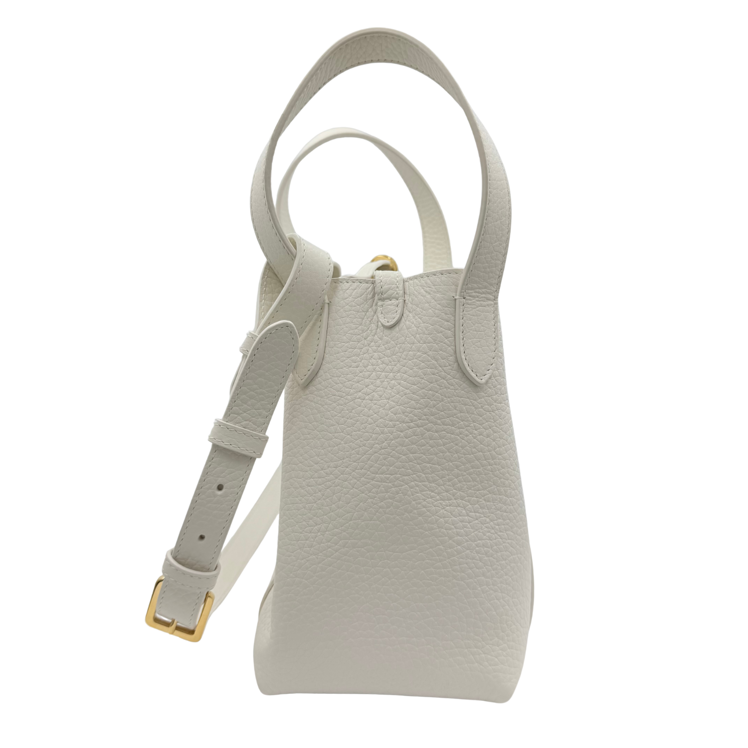 Christian Dior Small Leather Signature Bucket Bag Off White