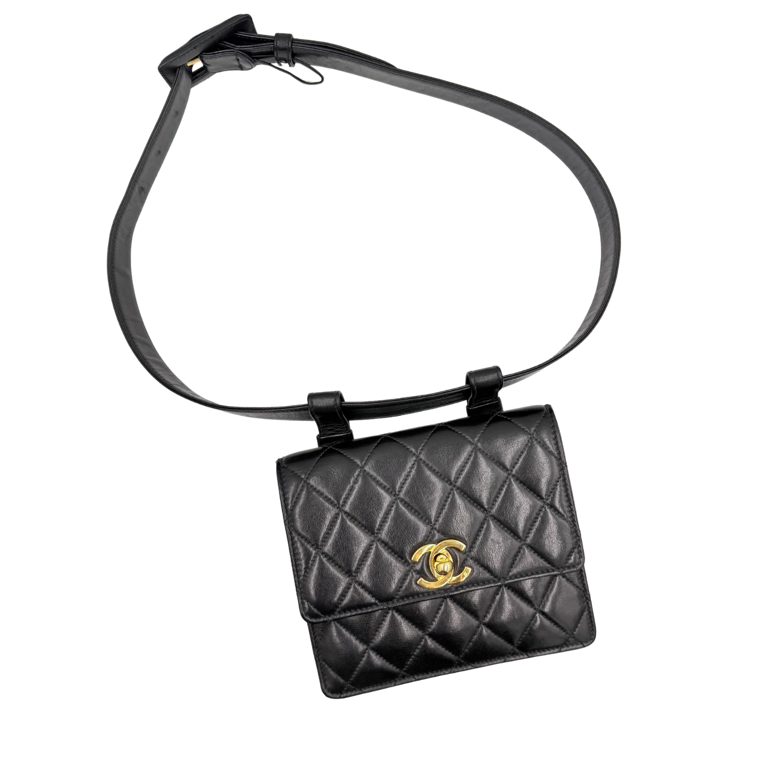 Chanel Vintage Quilted Lambskin Belt Bag Black
