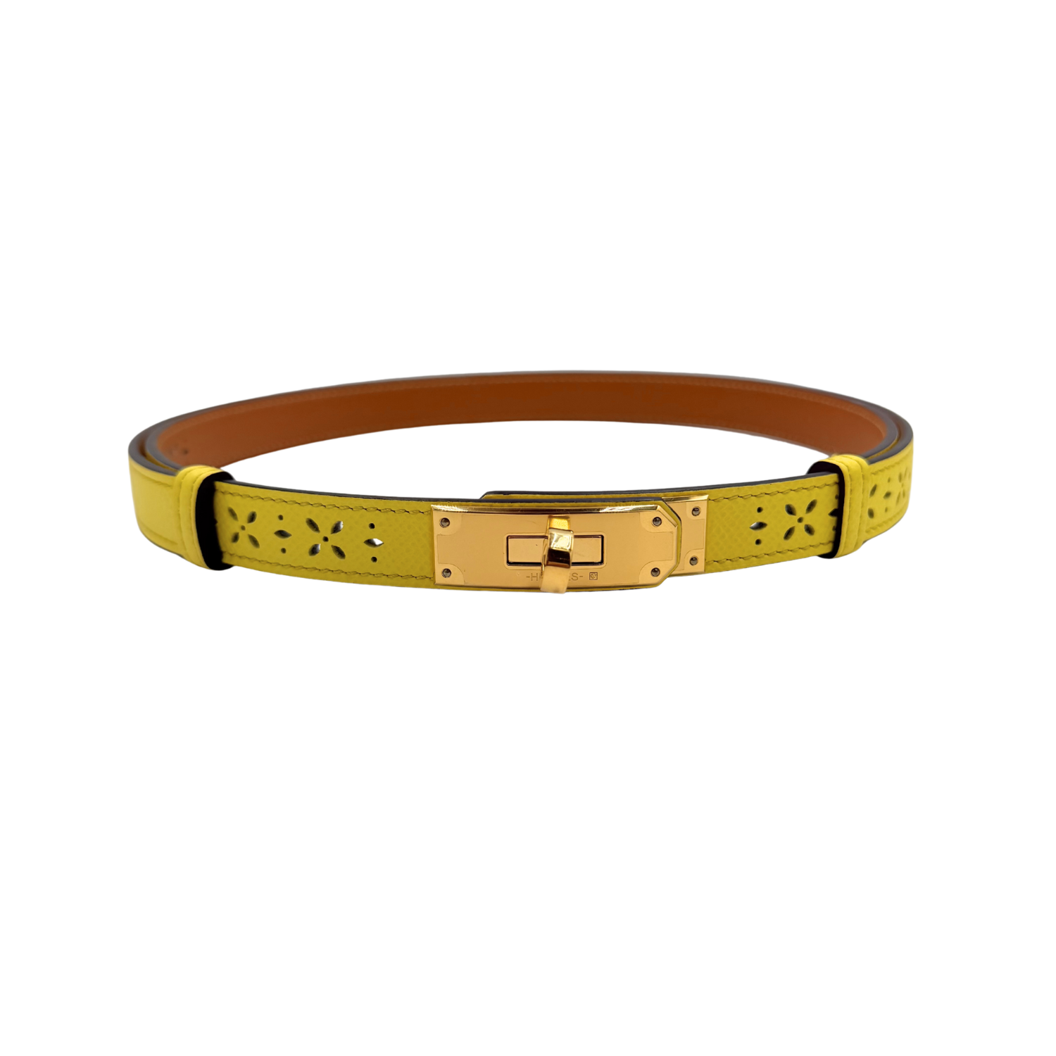 Hermès Kelly Adjustable Belt Yellow with Rose Gold Hardware