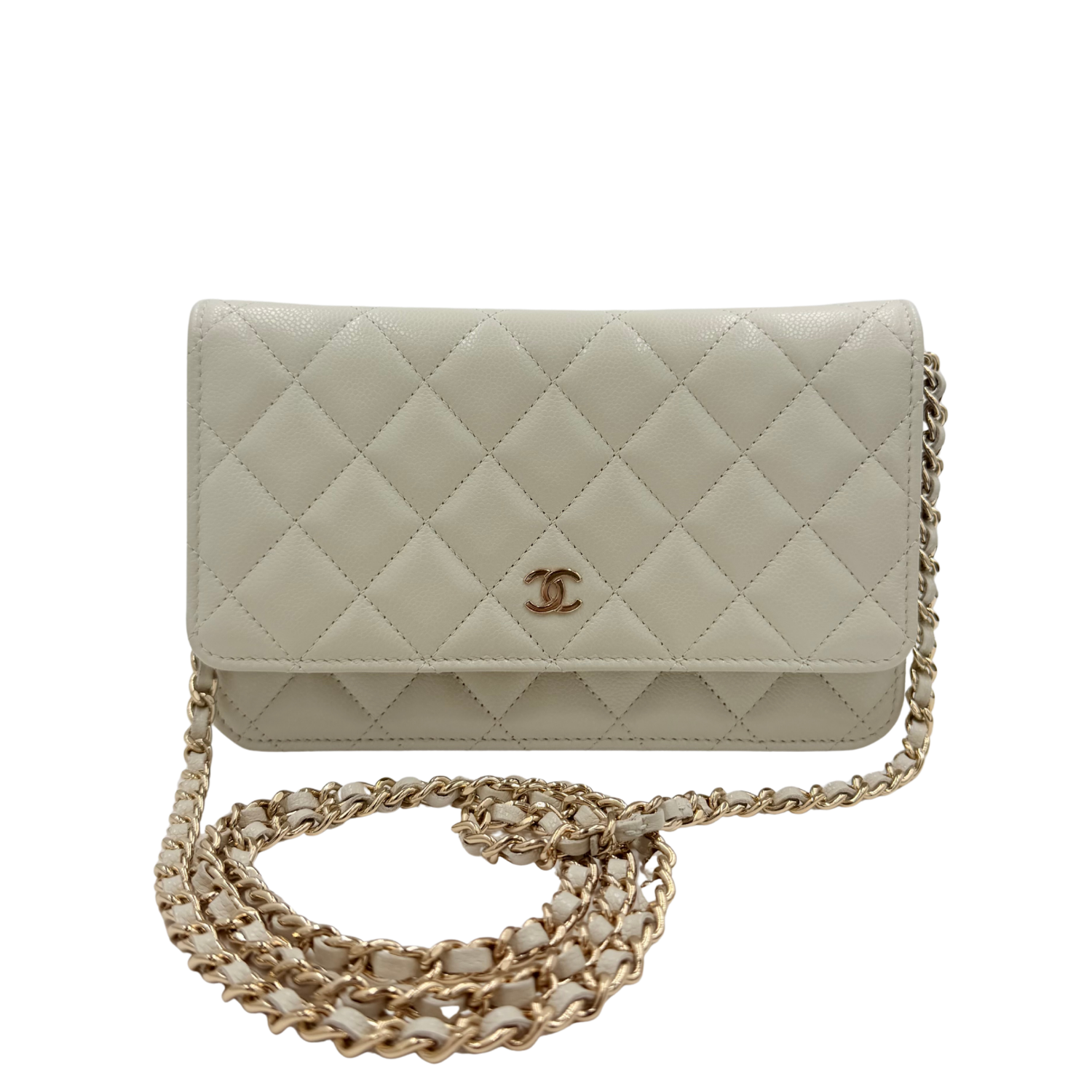 Chanel Classic Quilted Wallet On Chain Light Gray