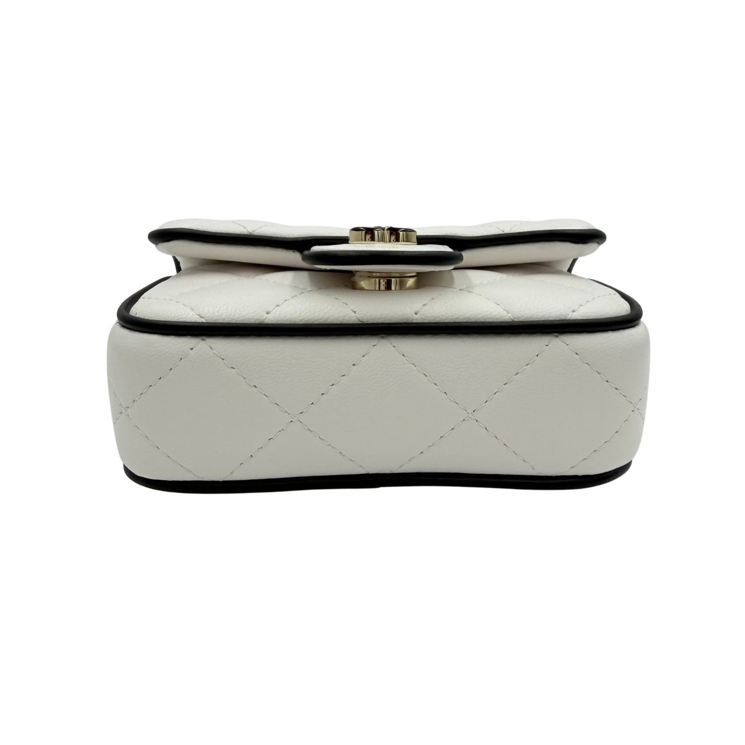 Chanel Mini Graphic Frame Flap Crossbody Bag White and Black