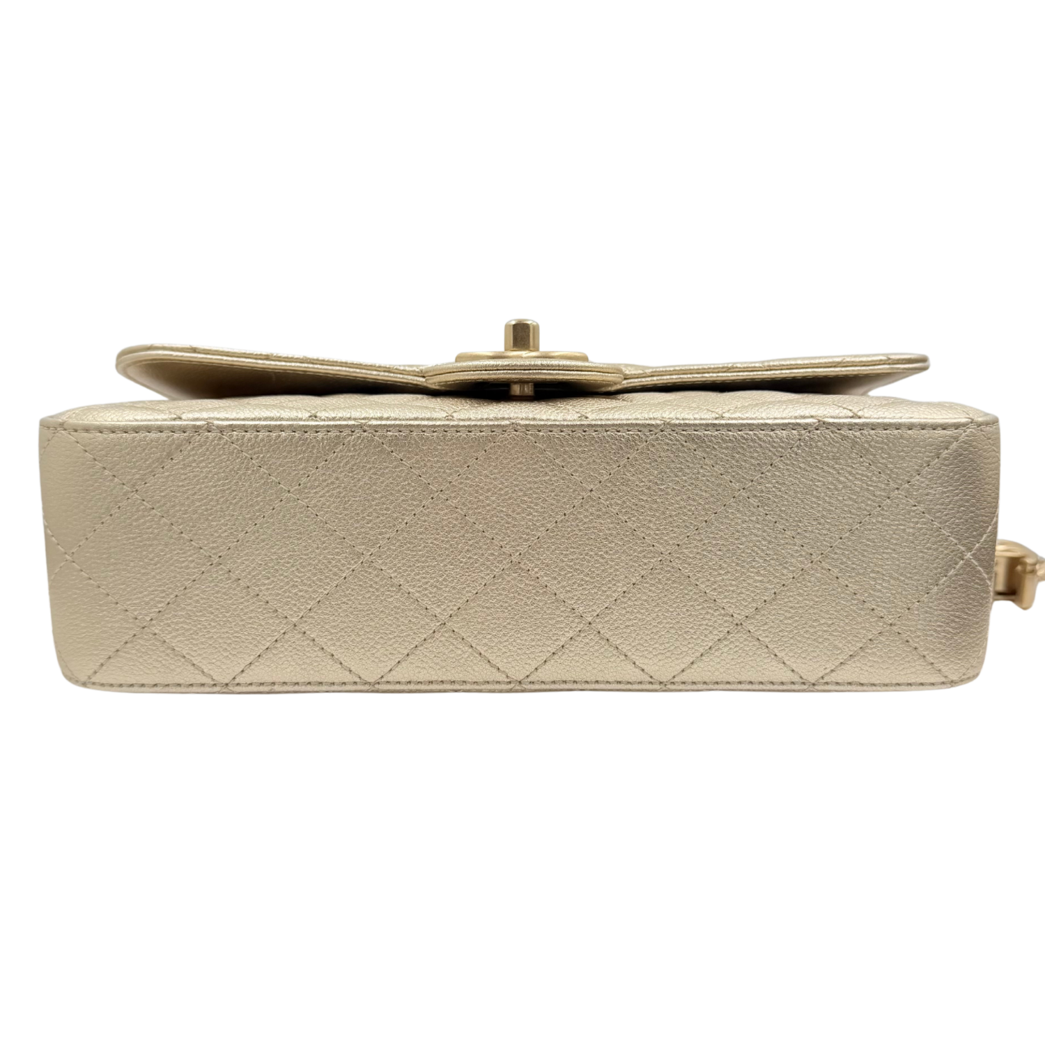 Chanel Medium Metallic Caviar Quilted CC Slide Flap Light Gold Sold Out