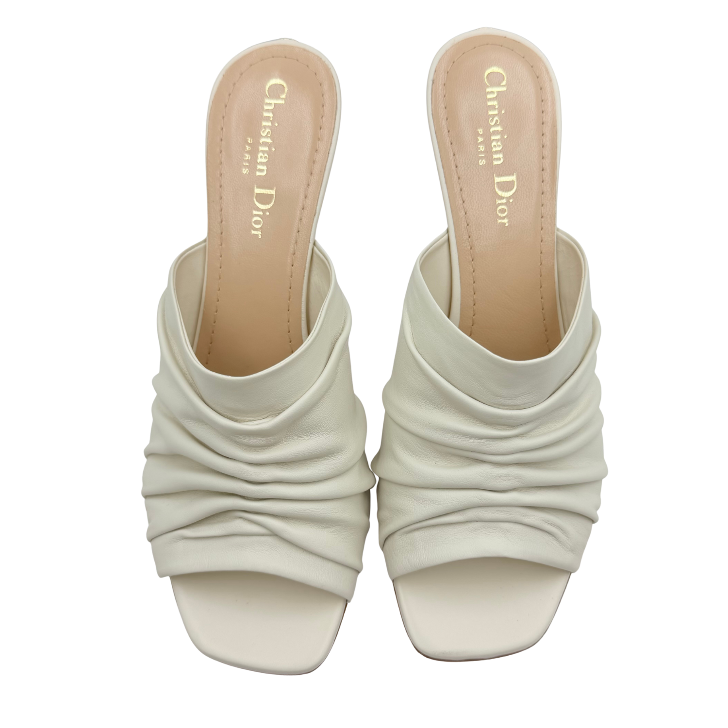 Christian Dior D-Fame Heeled Mule Sandals White