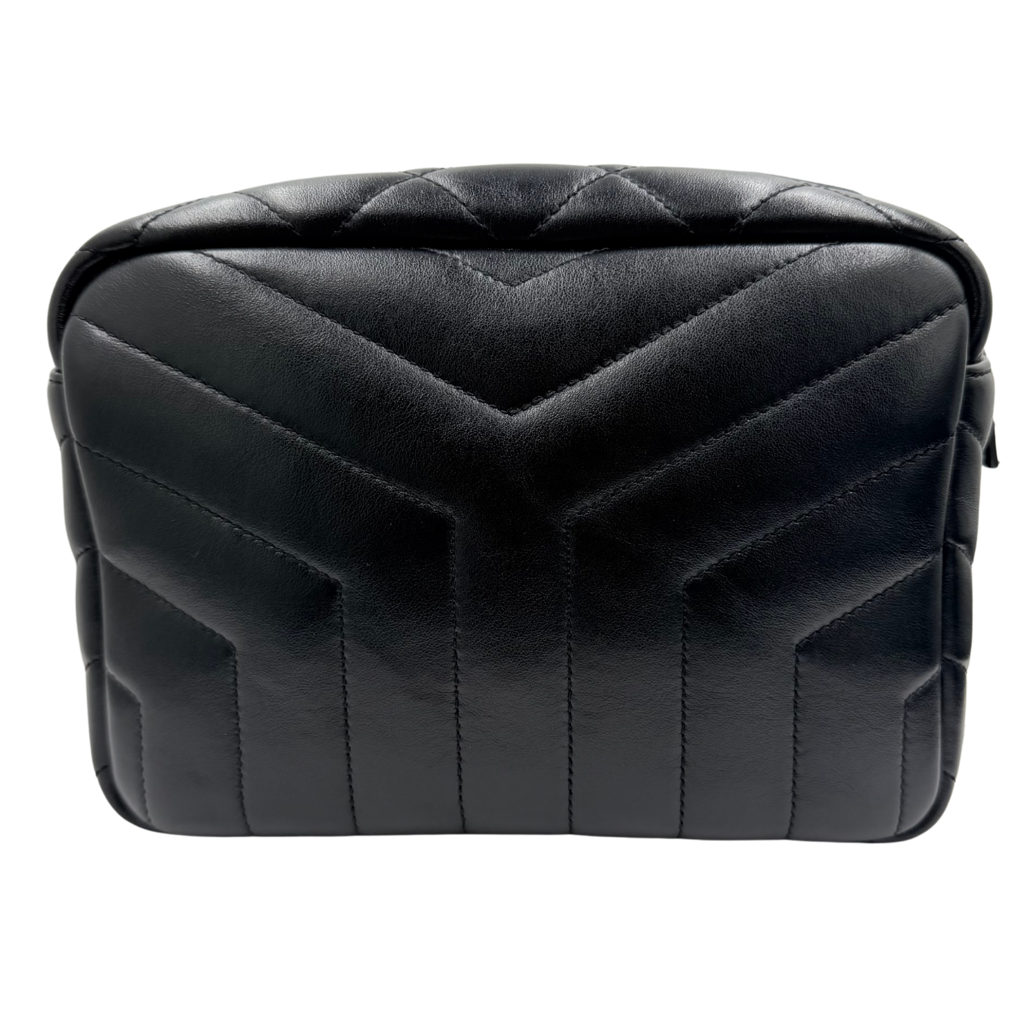 Yves Saint Laurent Calfskin Y Quilted Monogram Medium Loulou Bowling Bag Black