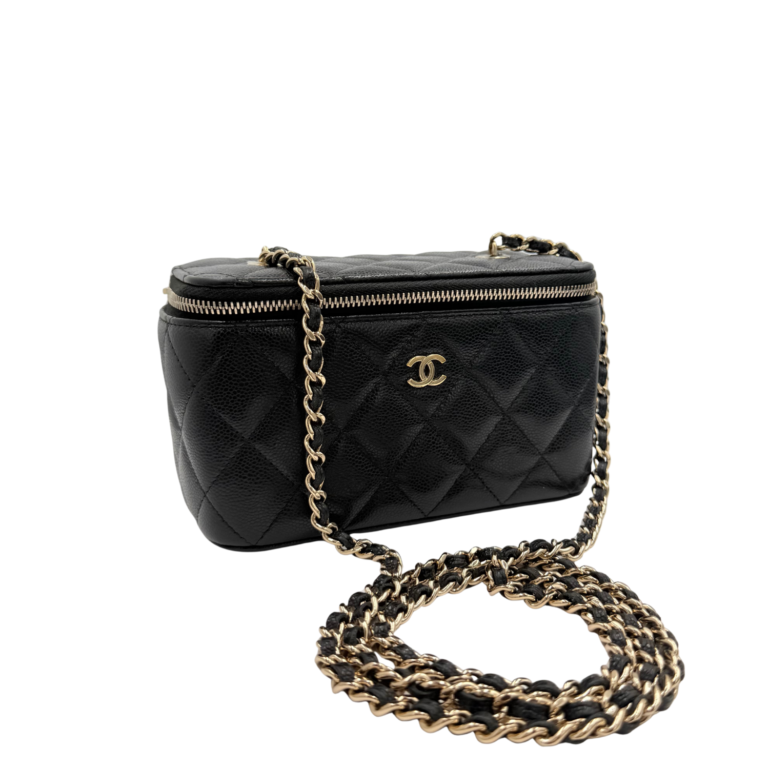 Chanel Medium Quilted Caviar Leather Vanity Case Black
