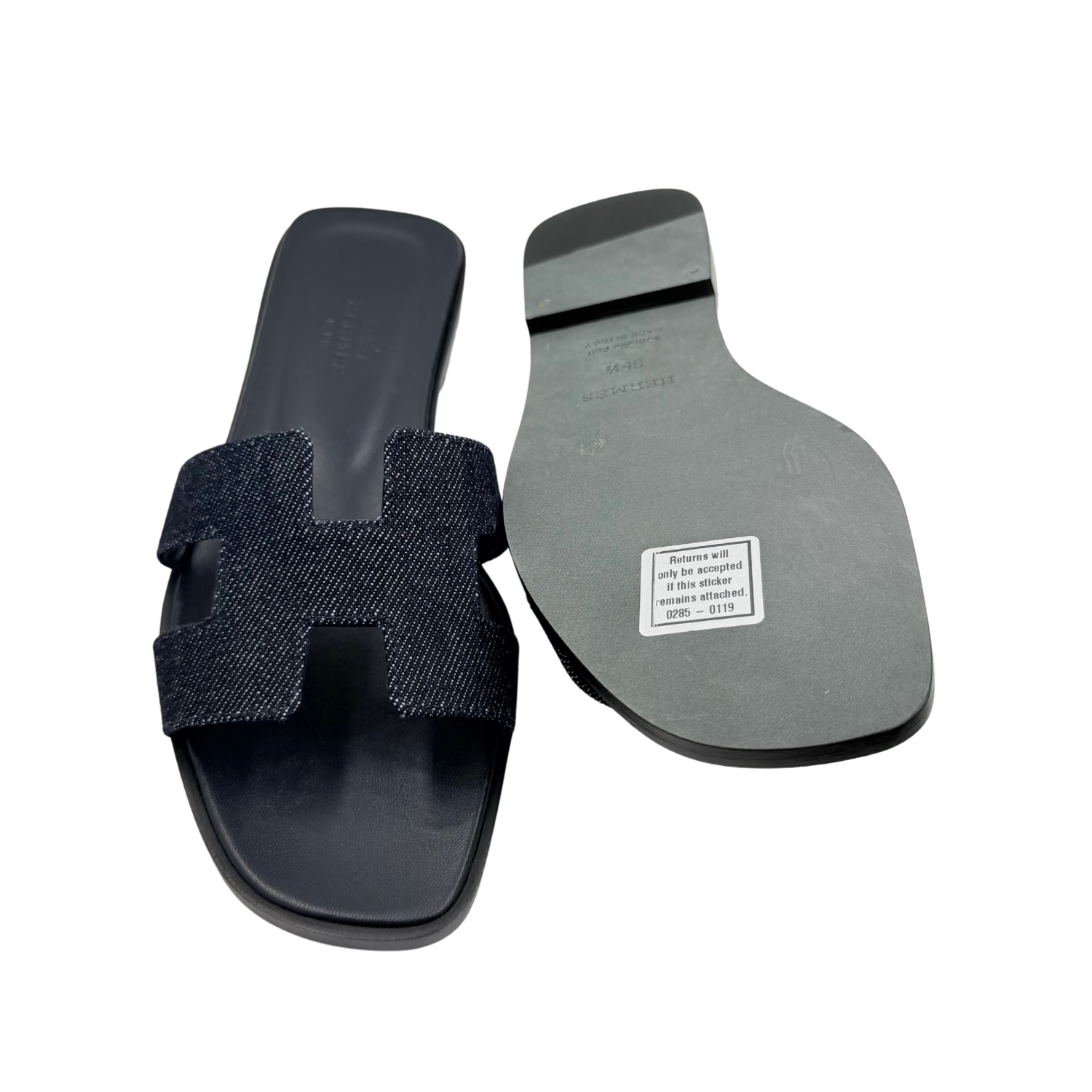 Hermès Oran Sandals Denim Bleu Brut Size 35.5
