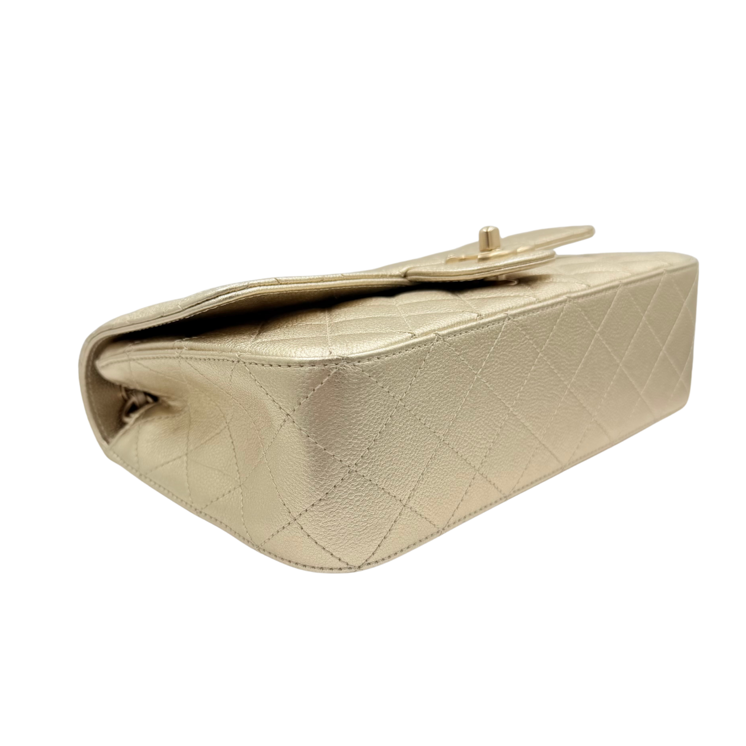 Chanel Medium Metallic Caviar Quilted CC Slide Flap Light Gold Sold Out