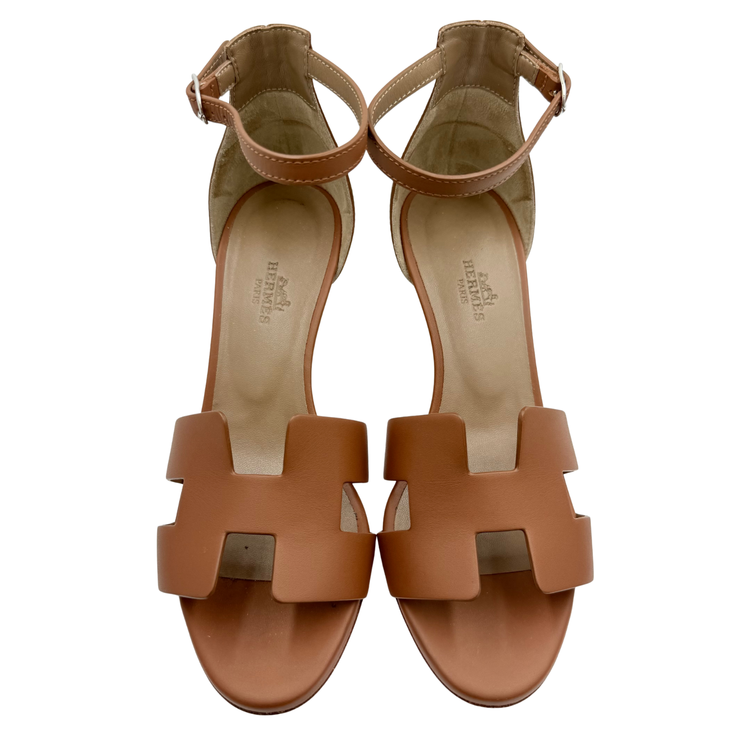 Hermès Calfskin Legend Wedge Sandals Gold