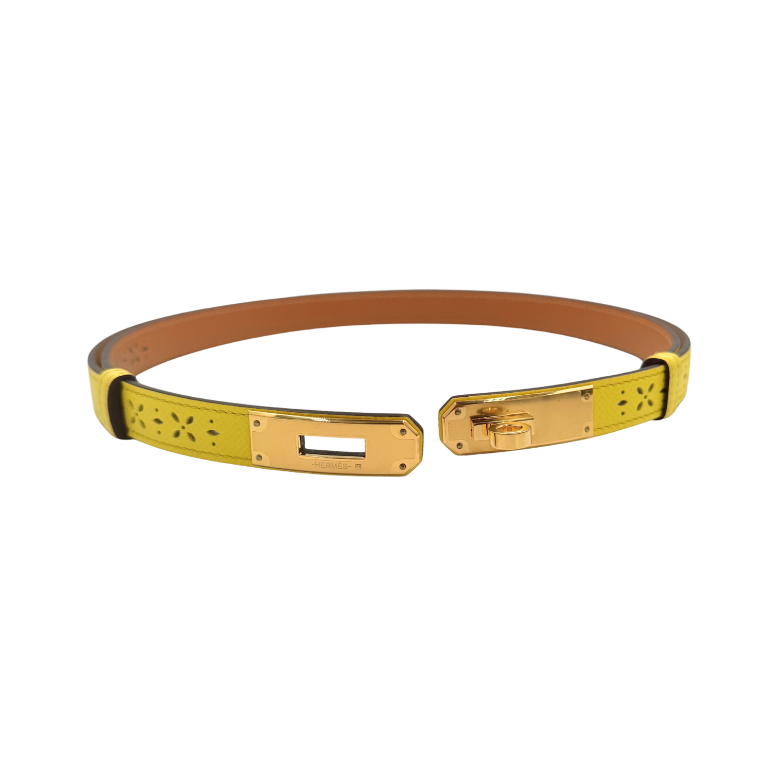 Hermès Kelly Adjustable Belt Yellow with Rose Gold Hardware