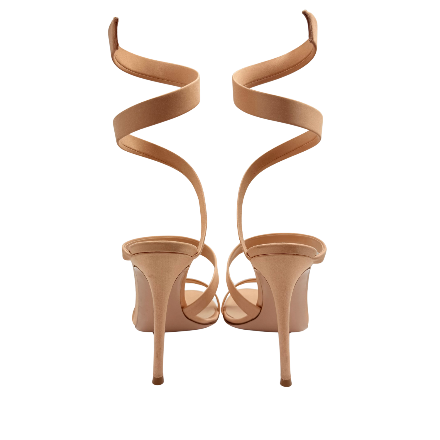 Gianvito Rossi Opera Twirl Ankle Wrap Heeled Sandals Beige