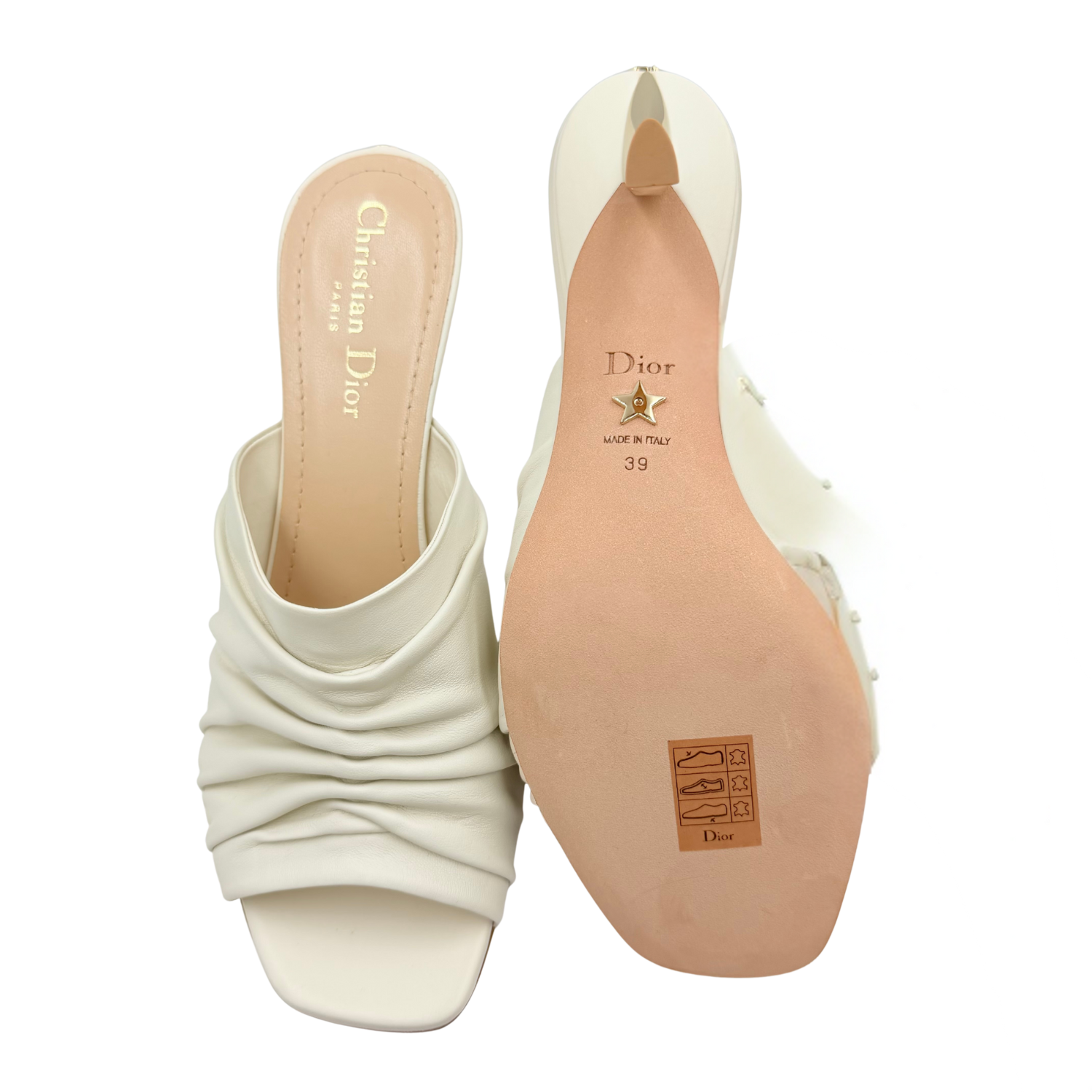 Christian Dior D-Fame Heeled Mule Sandals White