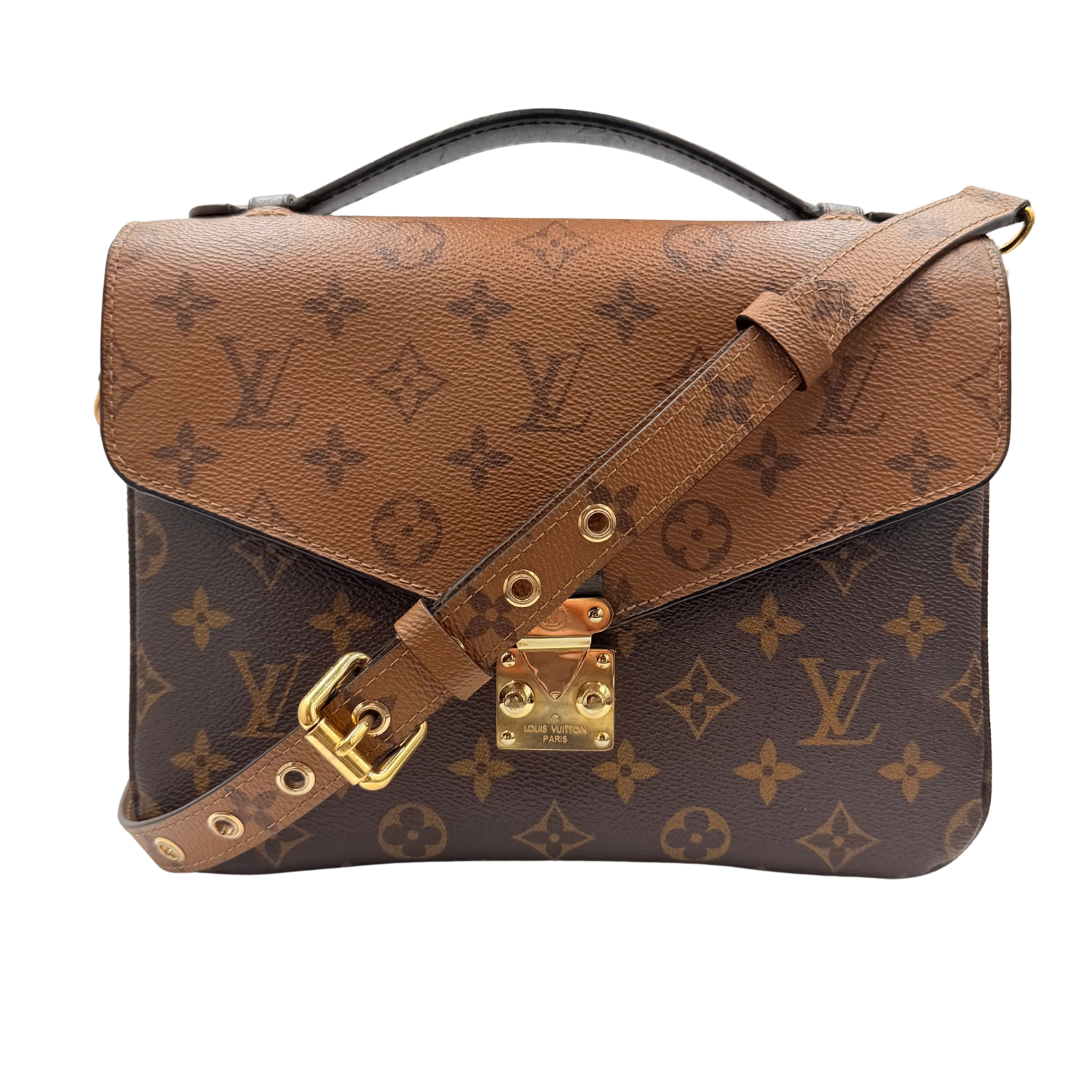 Medium Reversed Monogram Canvas Metis Bag Brown