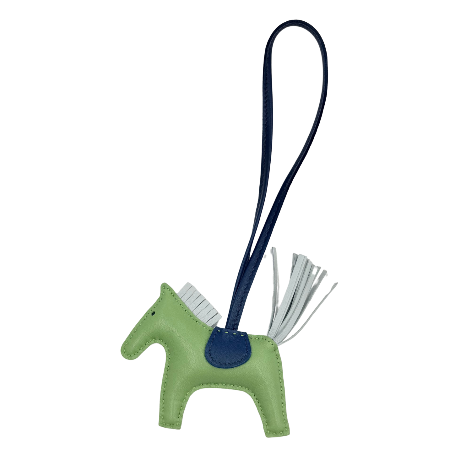 Hermès PM Rodeo Bag Charm Pegase Bleu Saphir, Bleu Brume, Vert Criquet