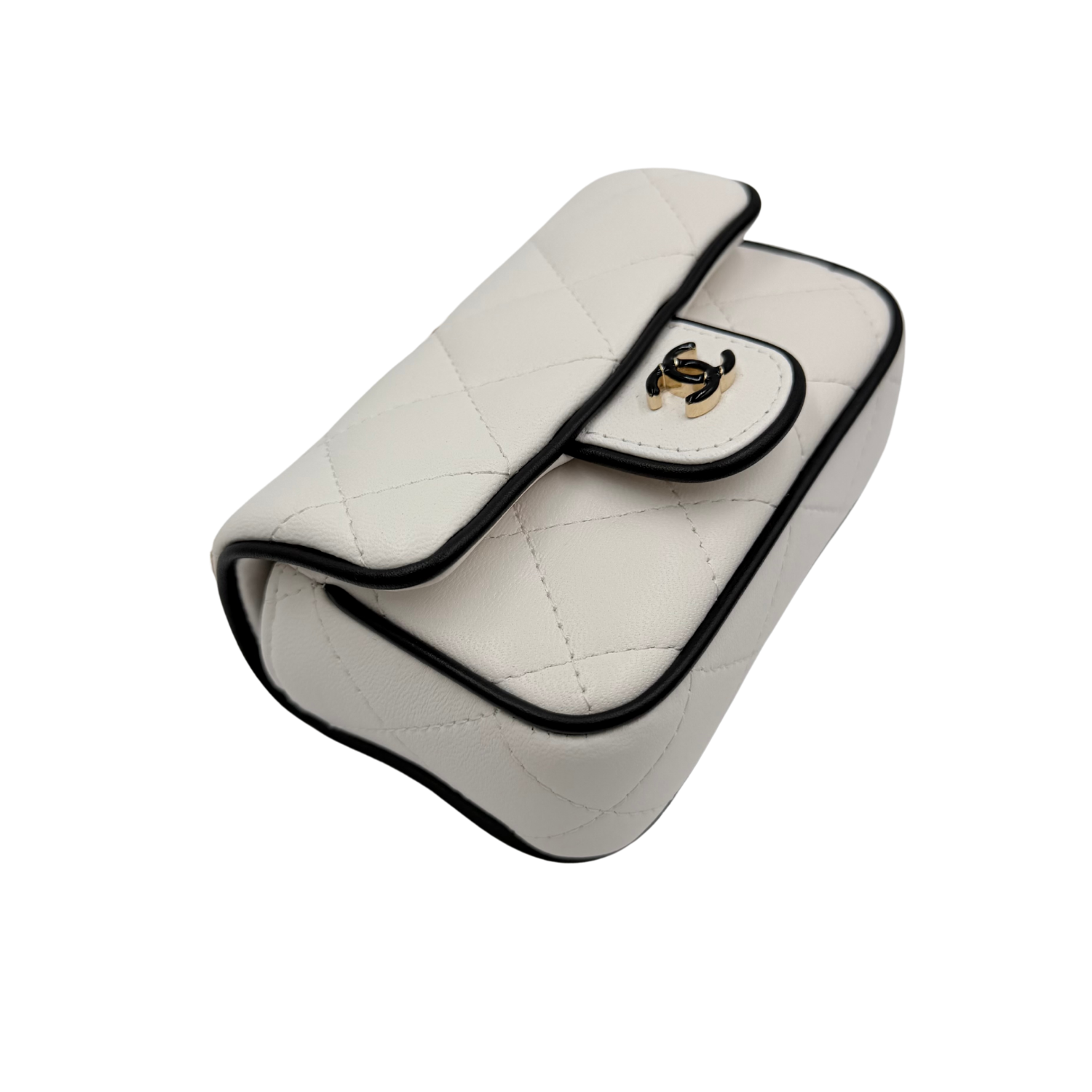 Chanel Mini Graphic Frame Flap Crossbody Bag White and Black