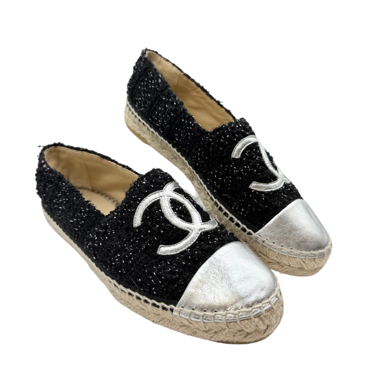Chanel CC Espadrilles Black & Silver