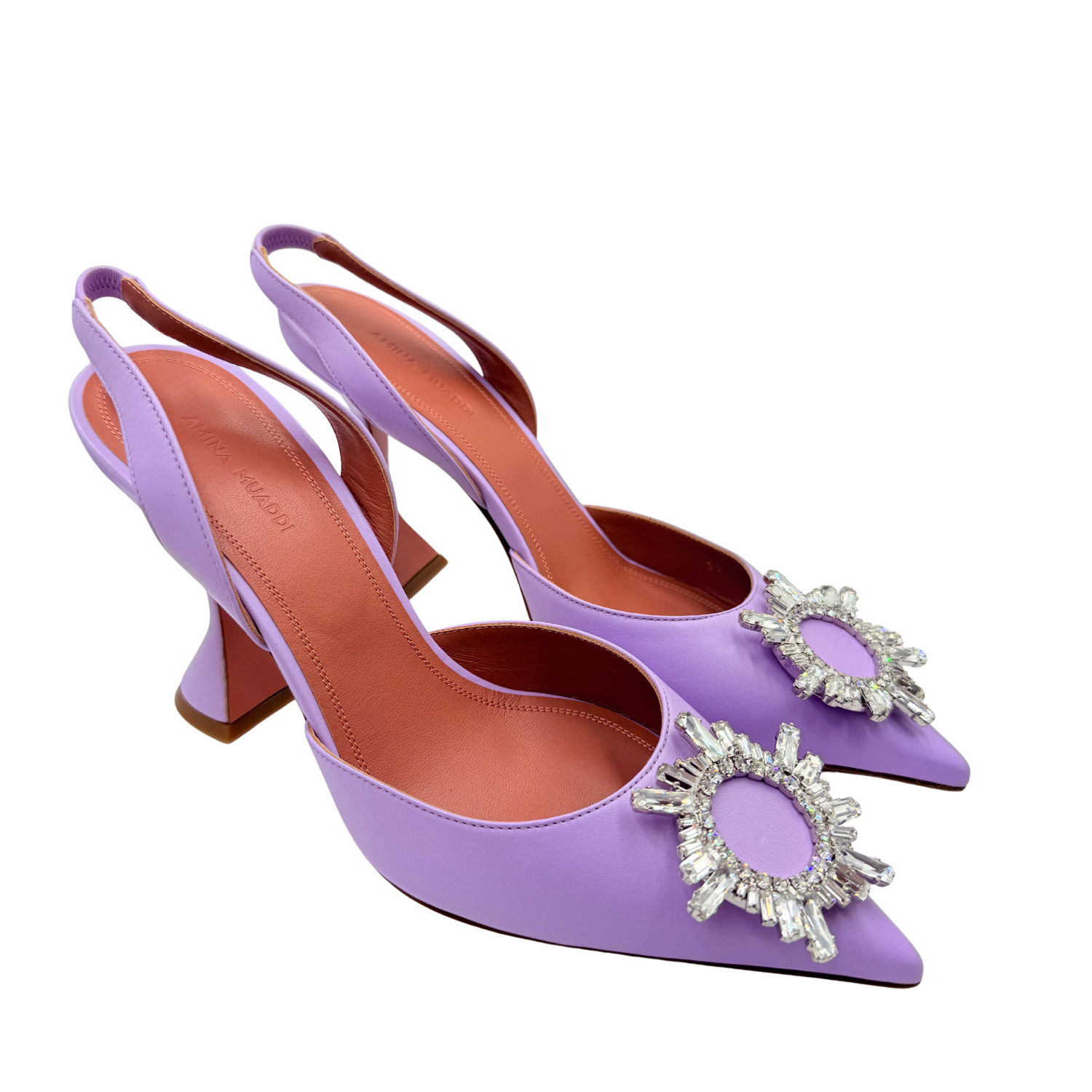 Amina Muaddi Begum Slingback Block Heels Violet