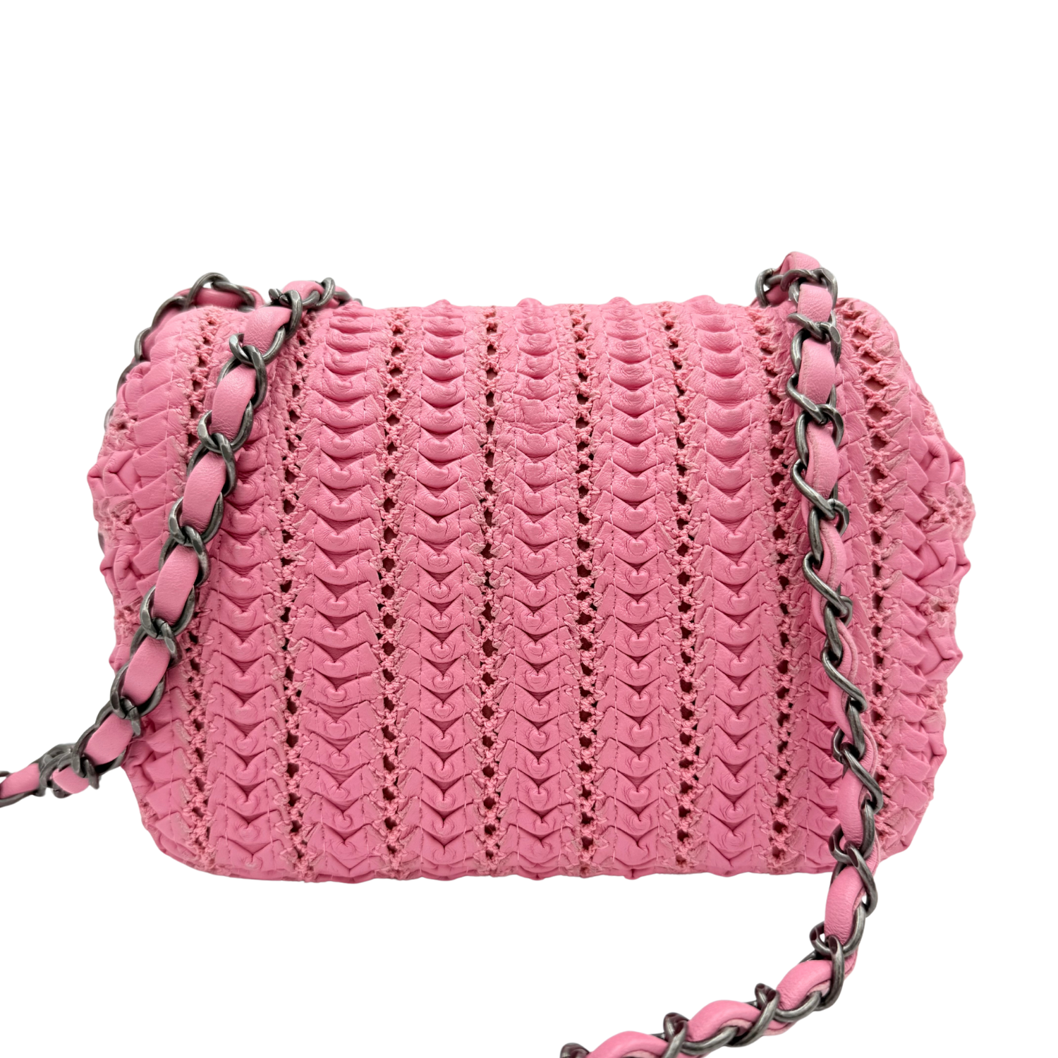Chanel Paris-Seoul Mini Lambskin Crochet Flap Bag Pink