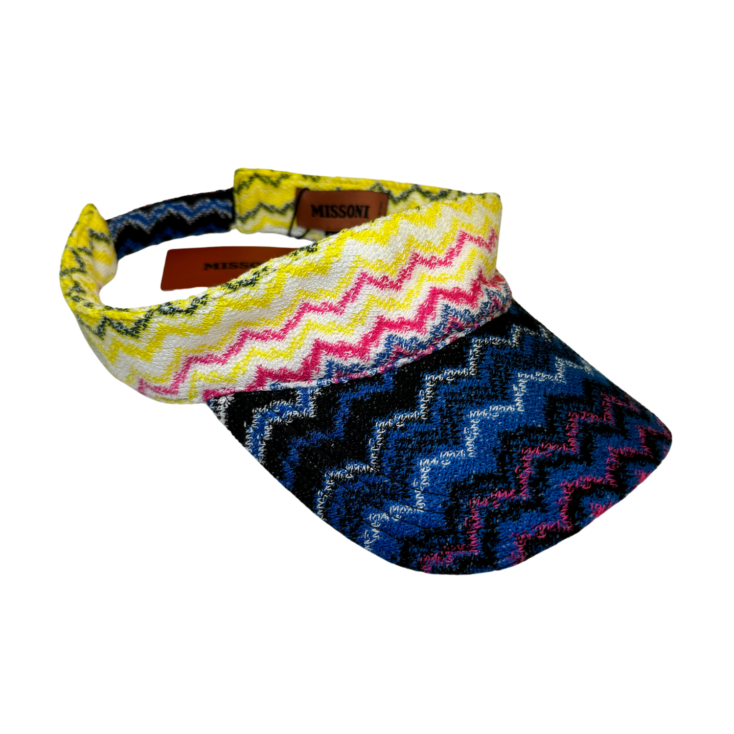 Missoni Zigzag Touch-Strap Visor Blue & Yellow