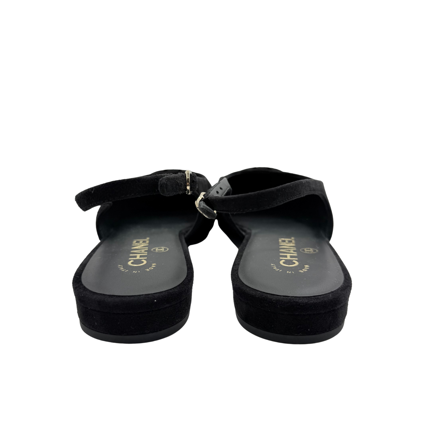 Chanel CC Heart Slingback Flats Black