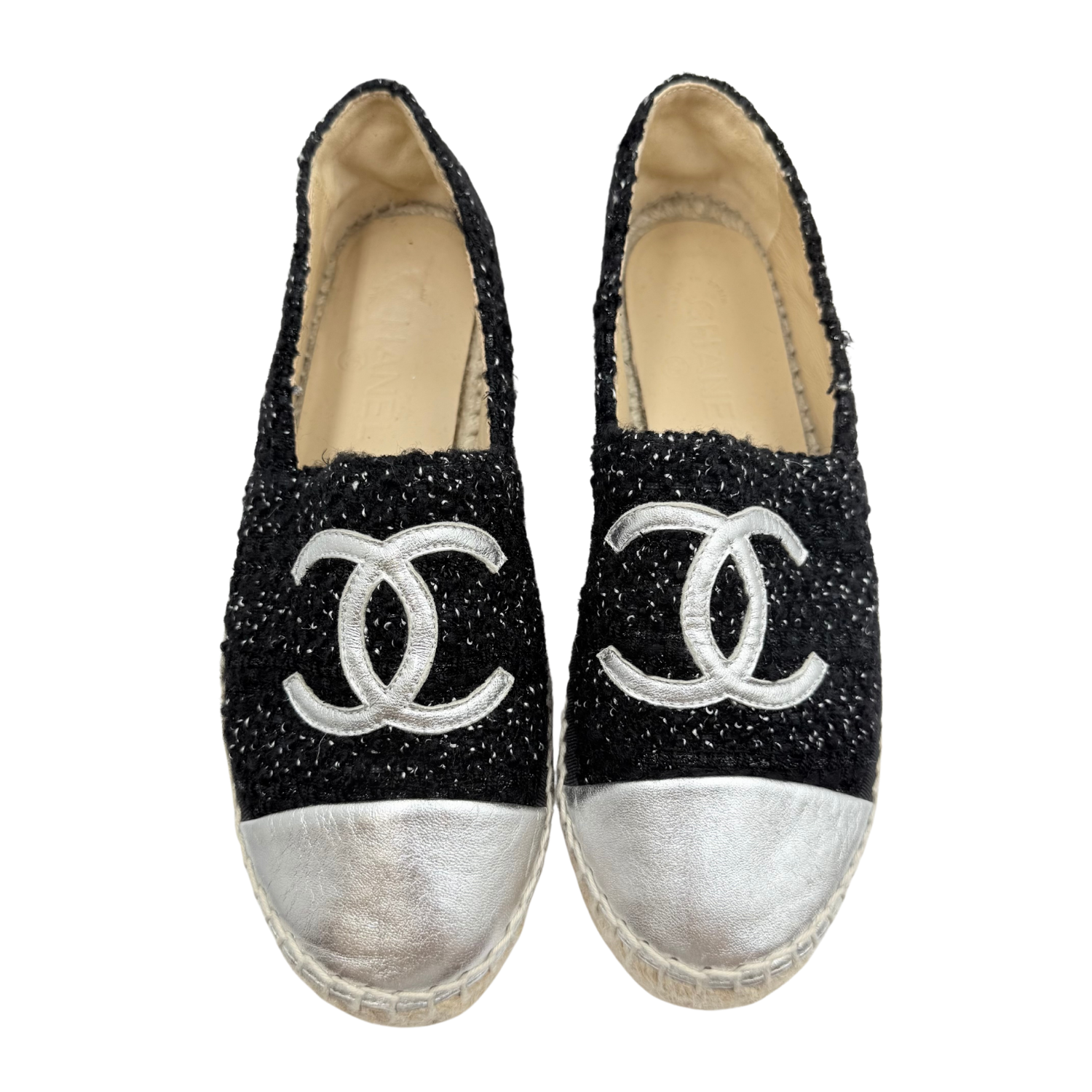 Chanel CC Espadrilles Black & Silver