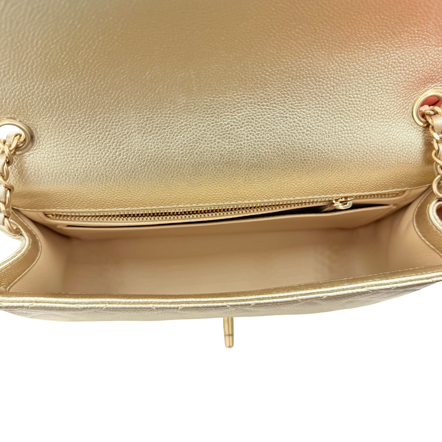 Chanel Medium Metallic Caviar Quilted CC Slide Flap Light Gold Sold Out