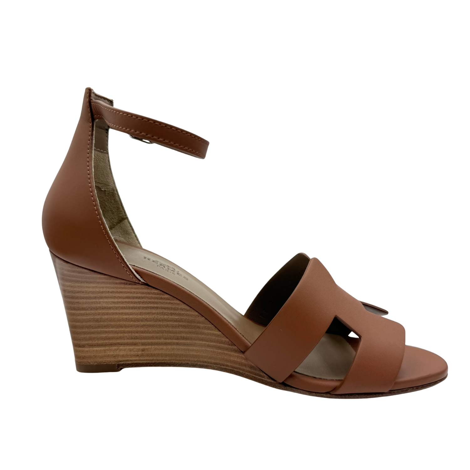 Hermès Calfskin Legend Wedge Sandals Gold