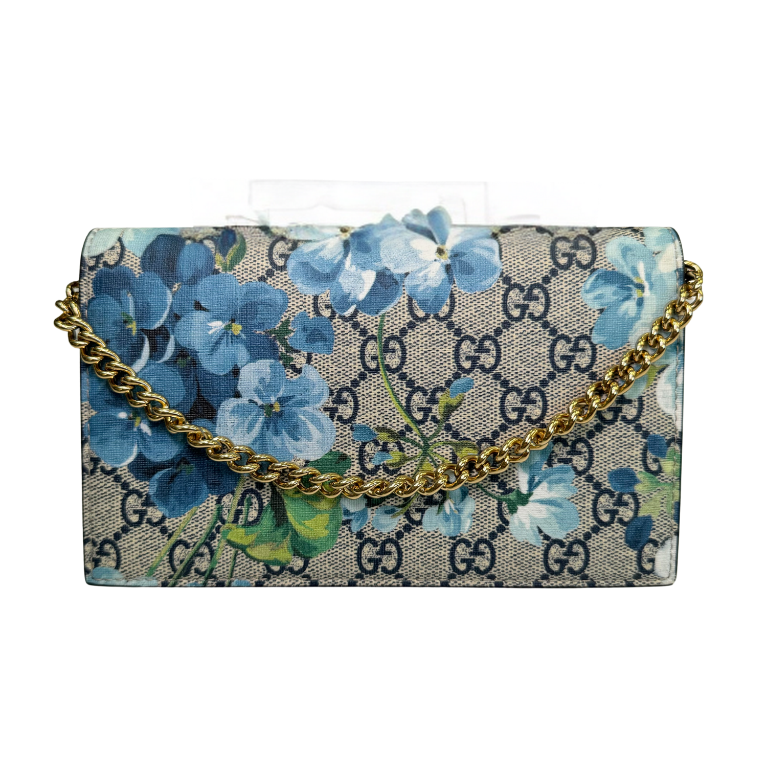 GG Supreme Blooms Chain Wallet Blue