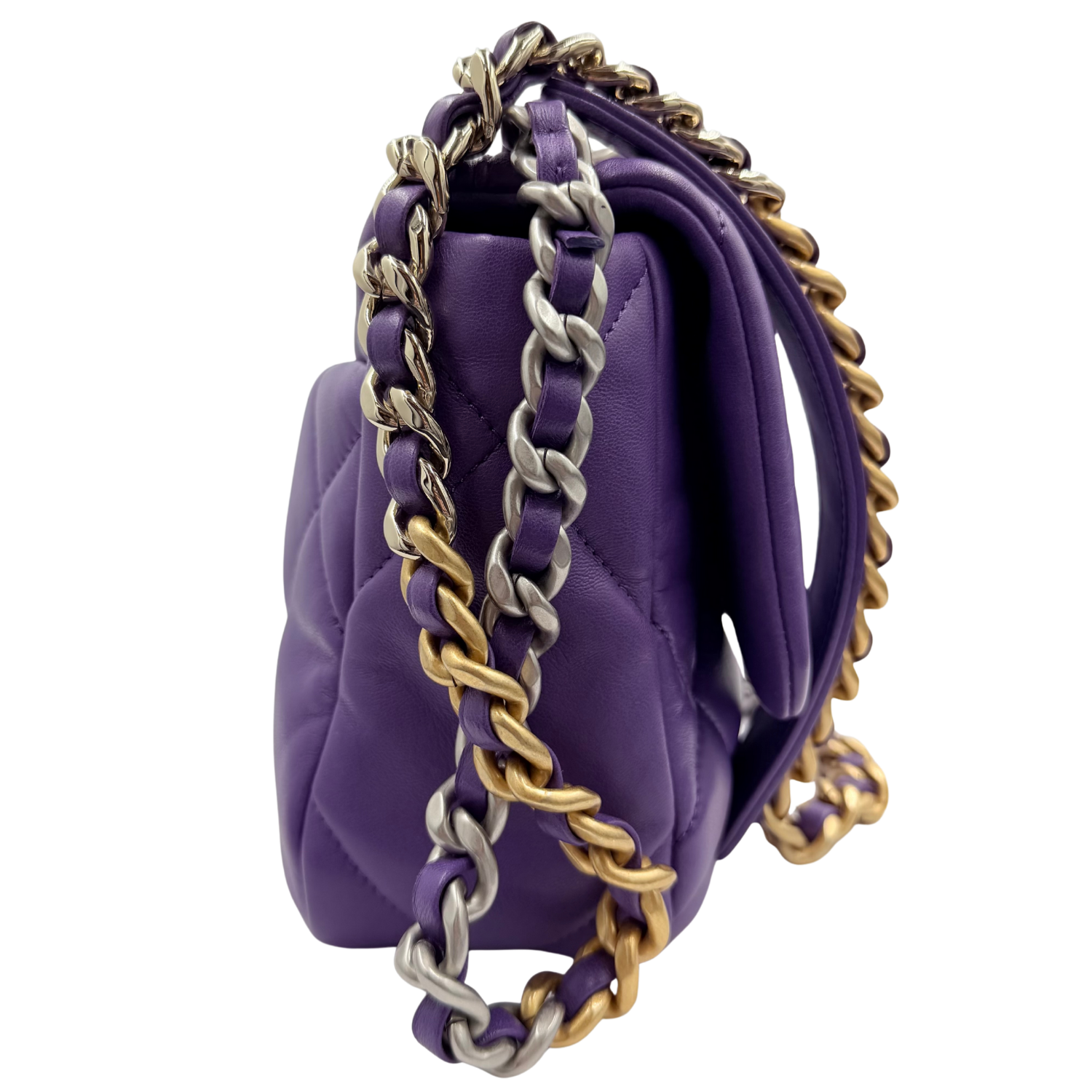 Chanel Small 19 Flap Limited Quilted Lambskin Leather Purple