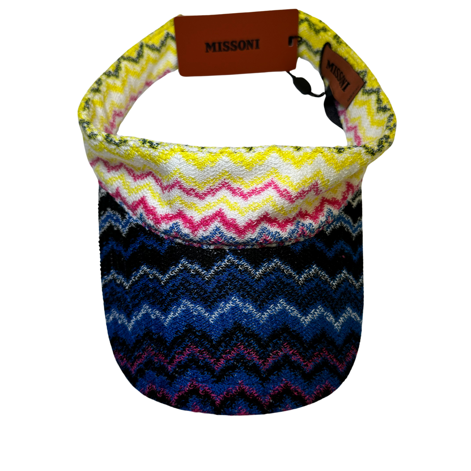 Missoni Zigzag Touch-Strap Visor Blue & Yellow