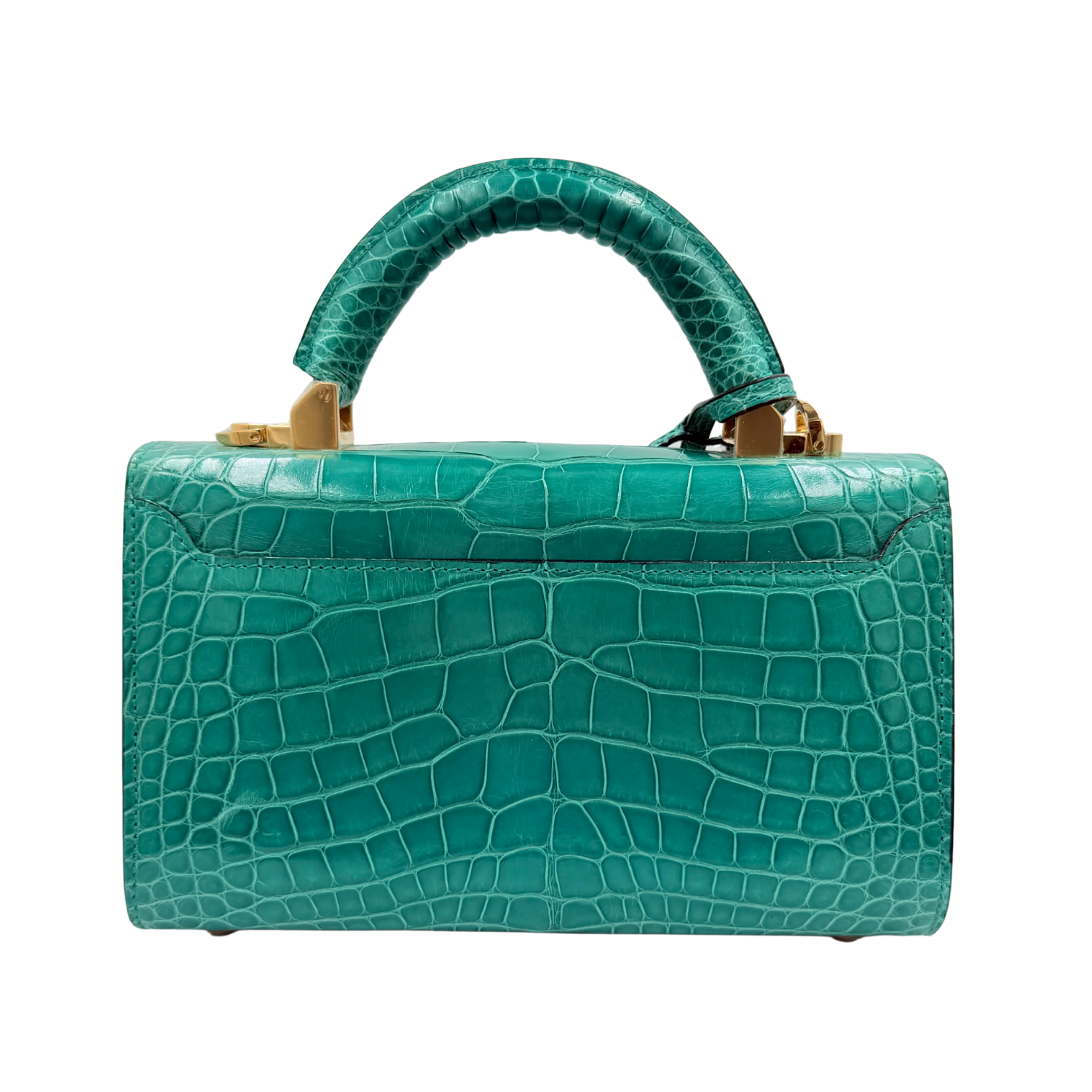 Stalvey Alligator 24k Gold 2.0 Top Handle Bag Turquoise