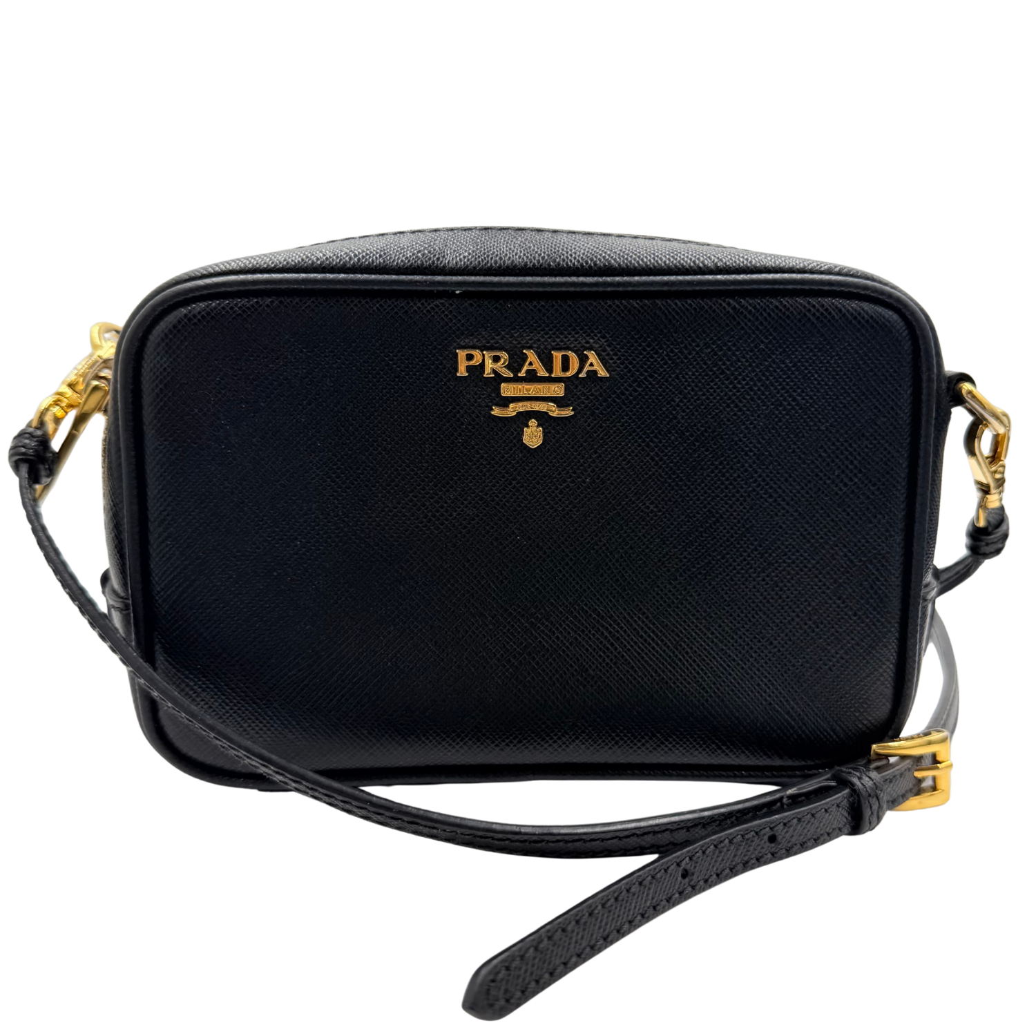 Prada Saffiano Mini Camera Crossbody Bag Black