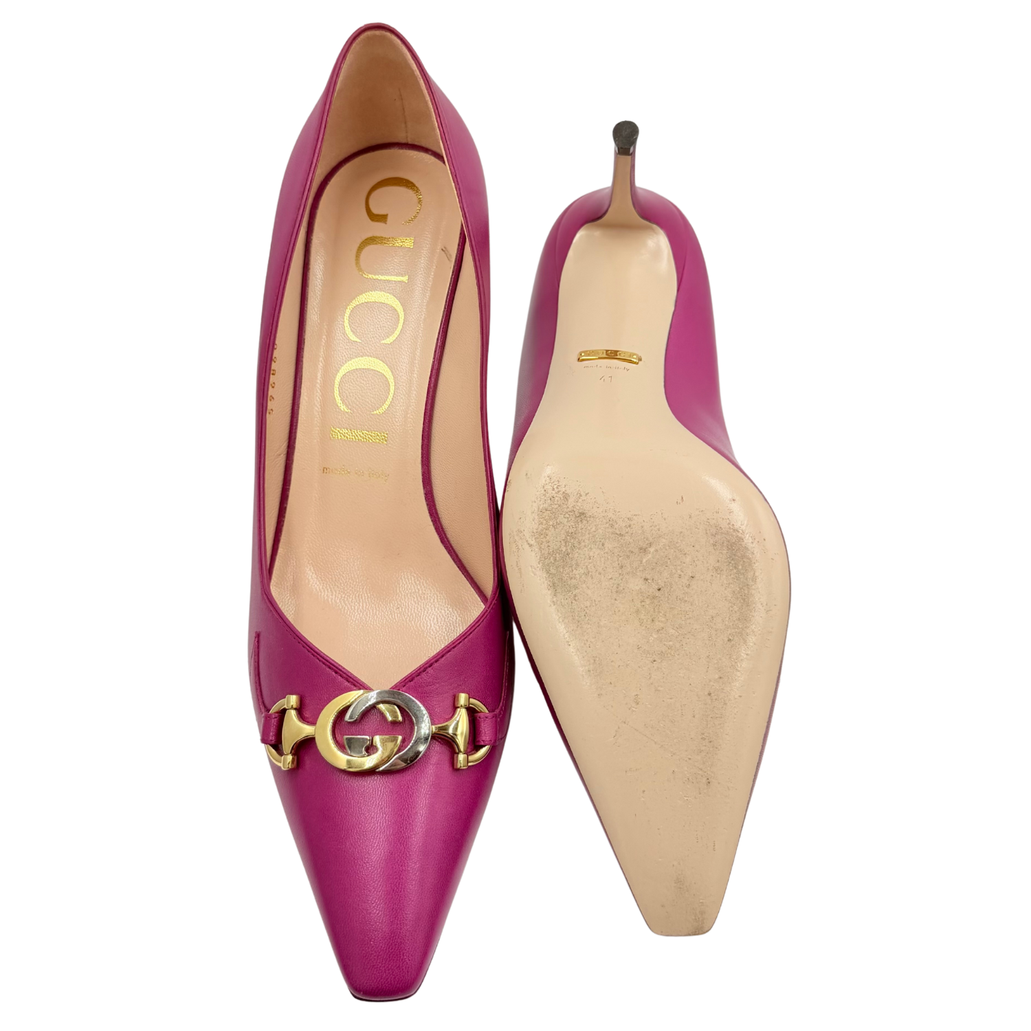 Gucci GG Zumi Leather Pump Magenta