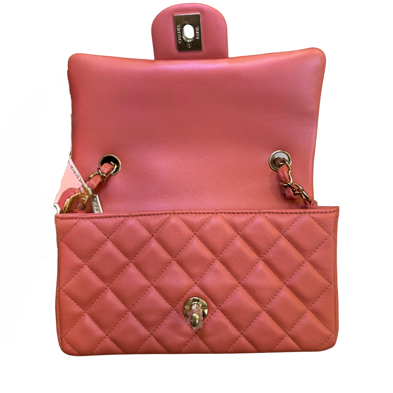 Chanel Classic Single Flap Bag Quilted Leather Mini Pink