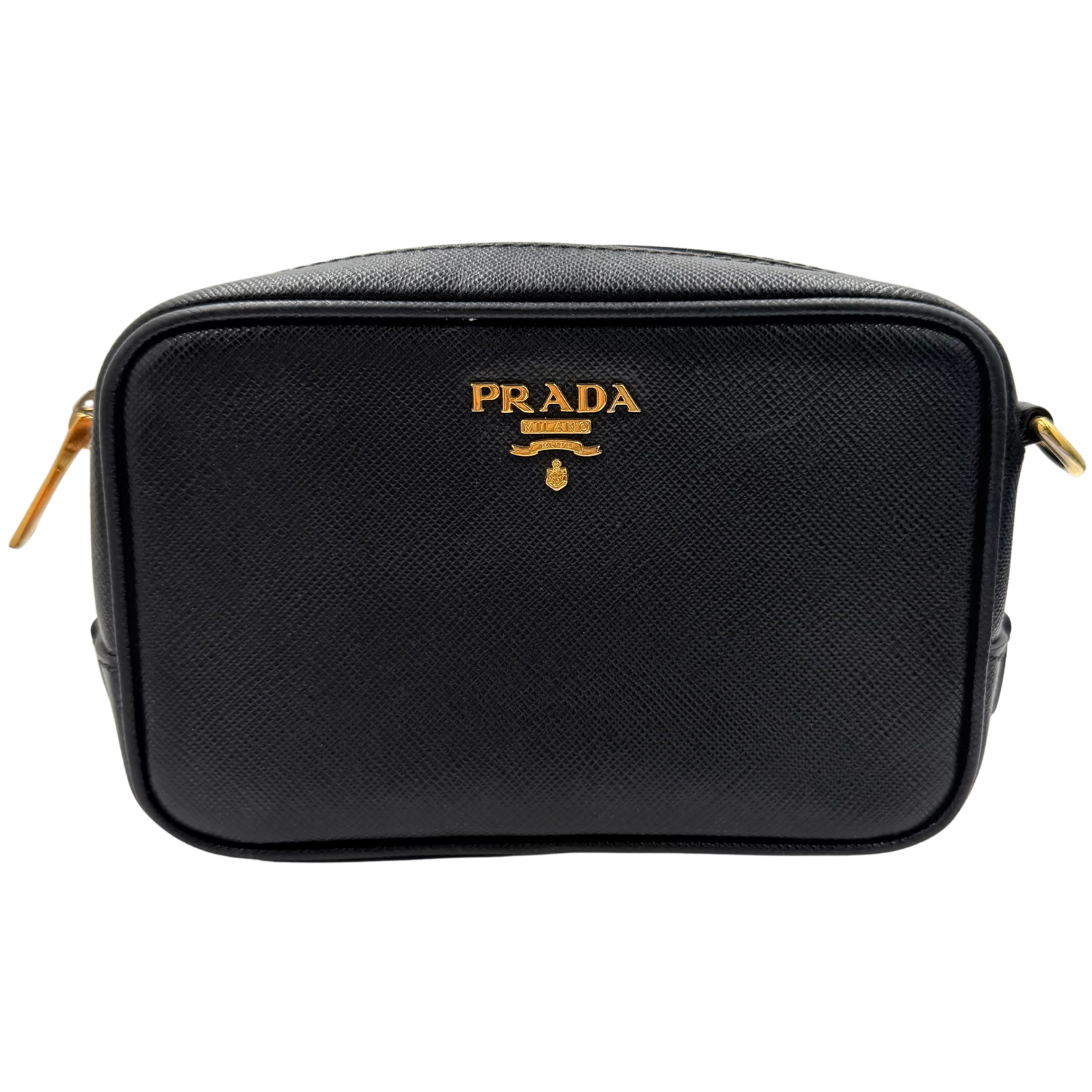 Prada Saffiano Mini Camera Crossbody Bag Black
